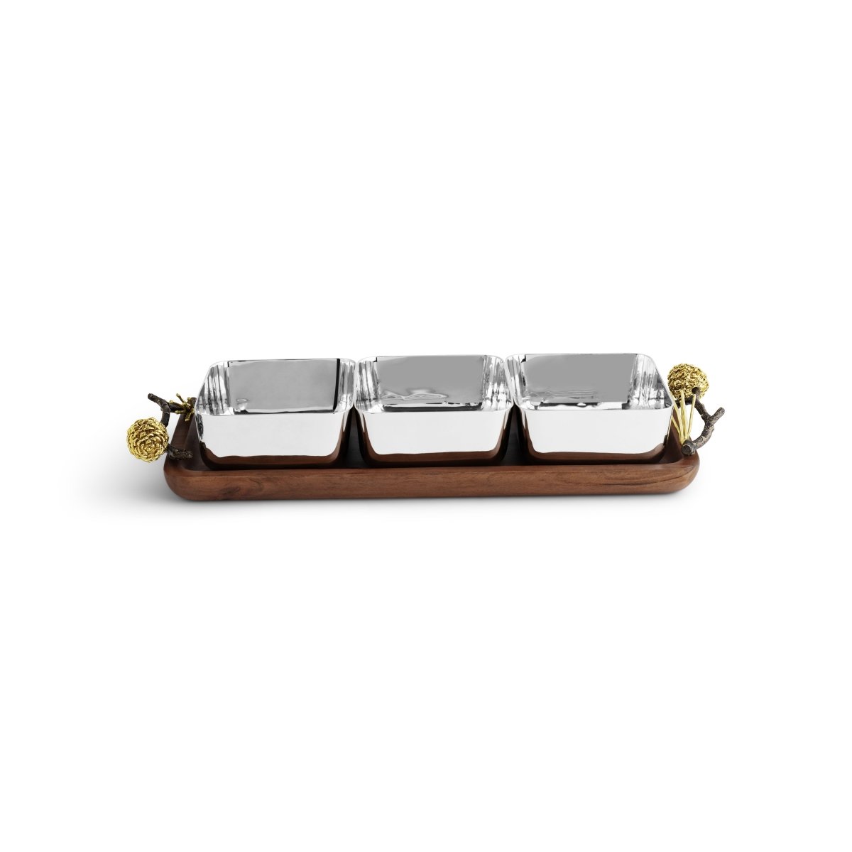 Premium Pine Cone Wood Triple Bowl Set - Handcrafted Rustic Serving Bowls for Salads, Nuts, Snacks - Perfect for Farmhouse Dining, Kitchen Decor & Party Serving