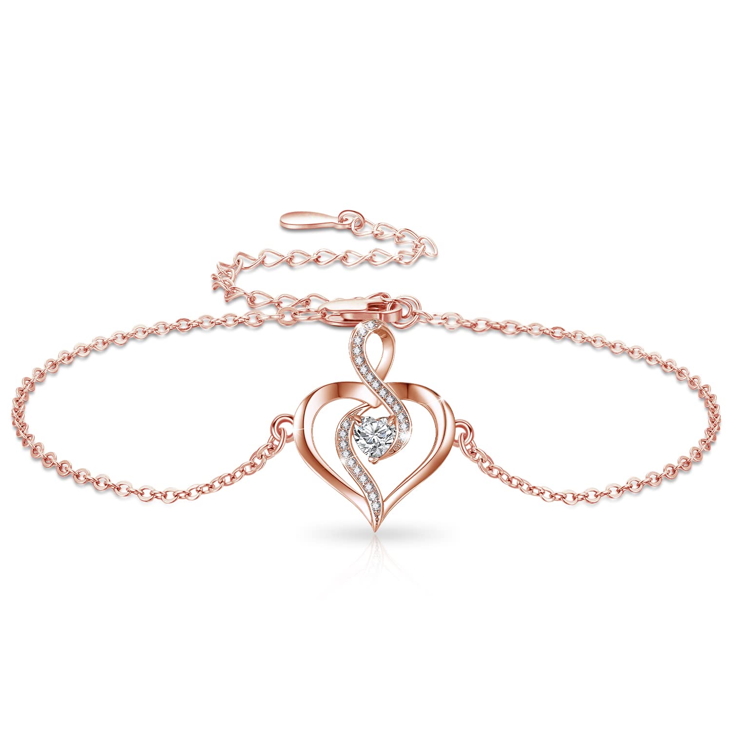 925 Sterling Silver Bracelet for Women - Dinosaur, Rose, Hummingbird, Infinite Love & Elephant Charms | Animal Jewelry Gift for Girlfriend, Wife, Daughter | Perfect for Birthday, Anniversary & Everyday Wear