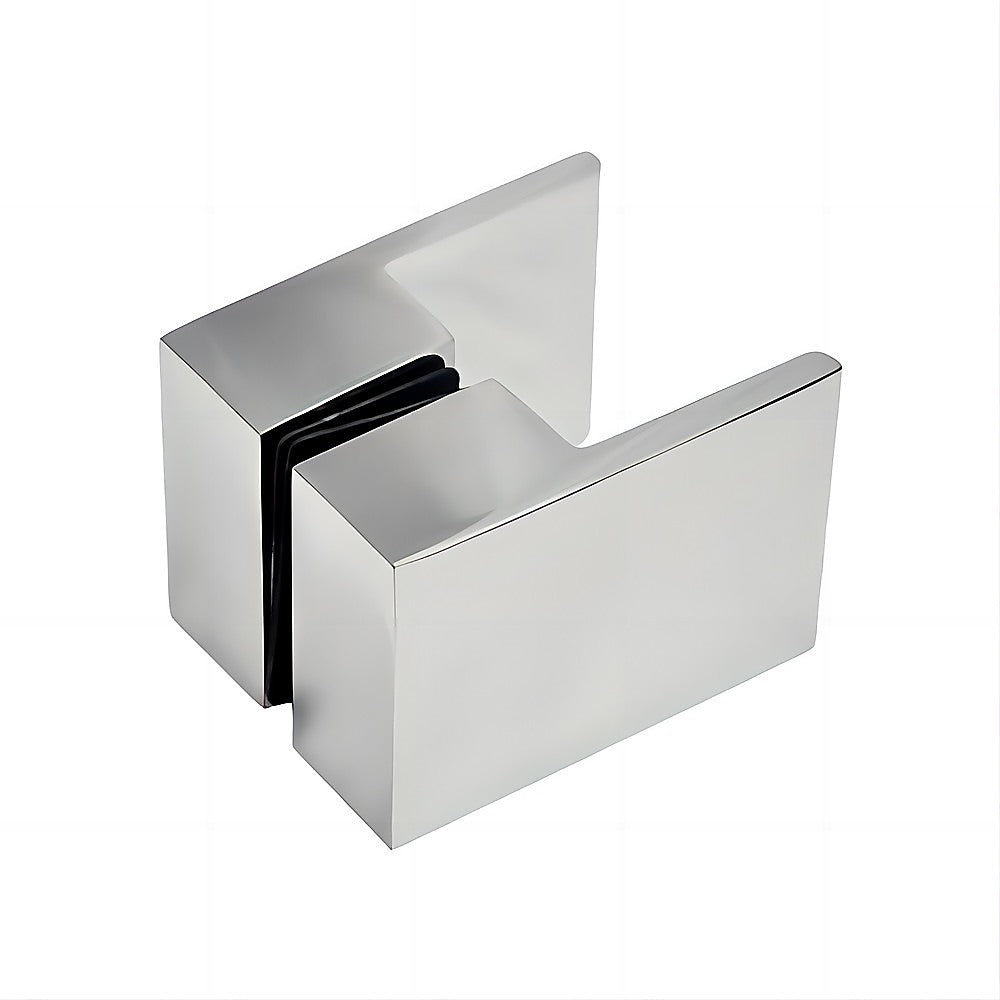100x100cm Frameless Corner Shower Screen with Chrome Brackets & Stainless Steel Hinges, Square Double Pull Handle - Perfect for Modern Bathroom Renovation & Space-Saving Design