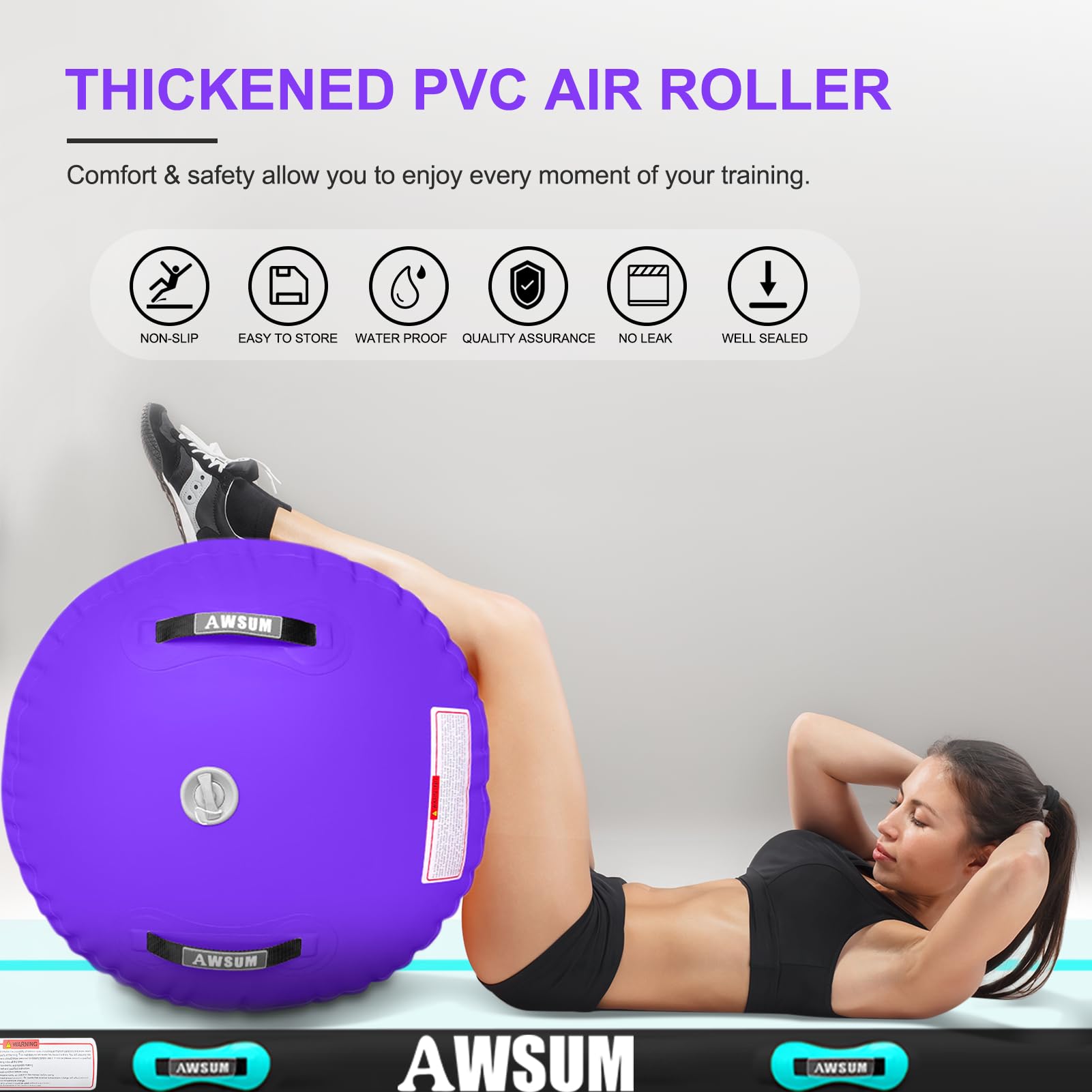 AWSUM Inflatable Gymnastics Barrel Air Roller - Tumbling Mat & Back Handspring Trainer for Gym, Octagon Mat - No Pump Needed | Perfect for Home Practice, Gymnastics Training & Kids Play