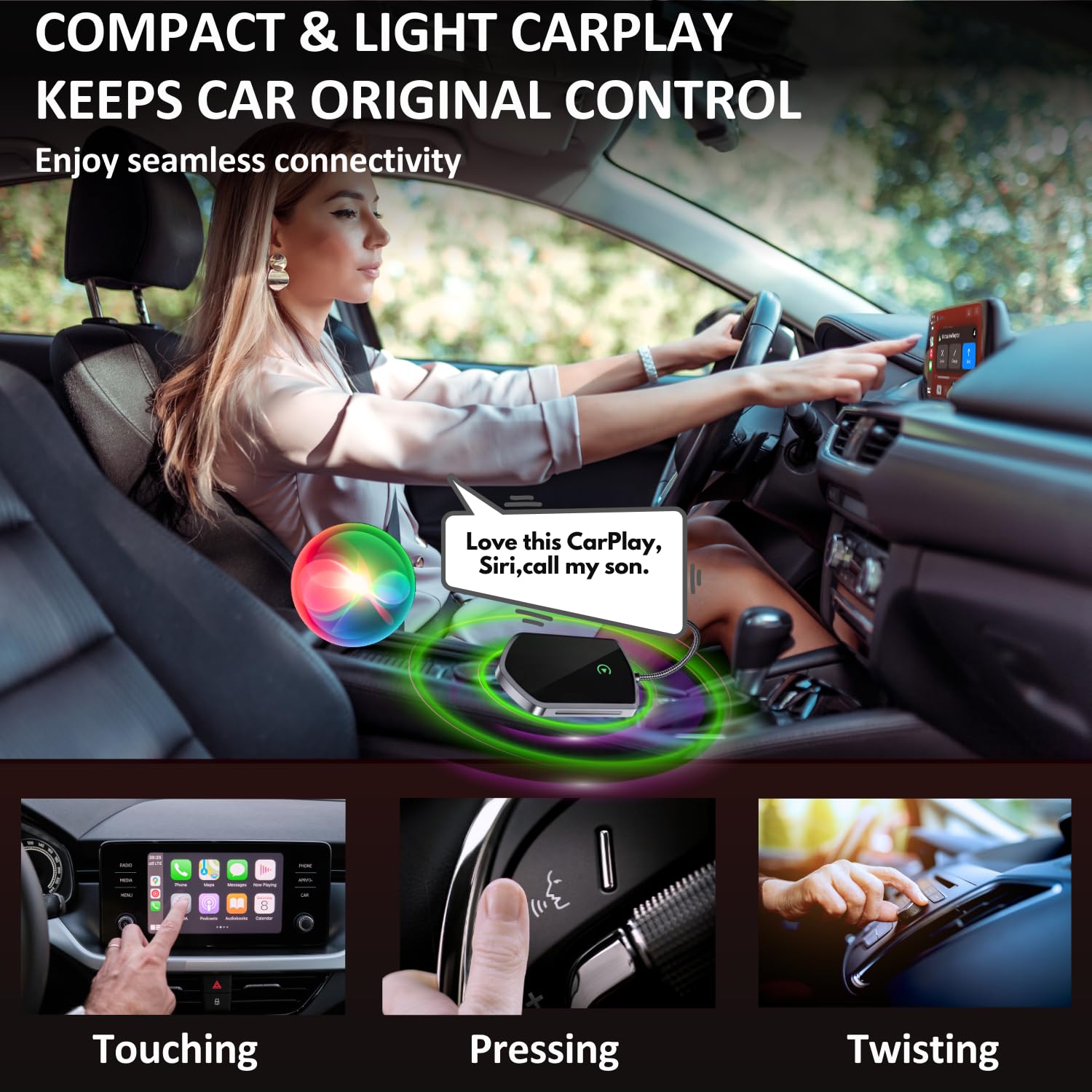 Wireless CarPlay Adapter for iPhone - Fast & Stable Connection | Apple CarPlay Wireless Dongle for 2015+ Cars | iOS 10+ Compatible | Perfect for Commuting, Road Trips & Hands-Free Driving