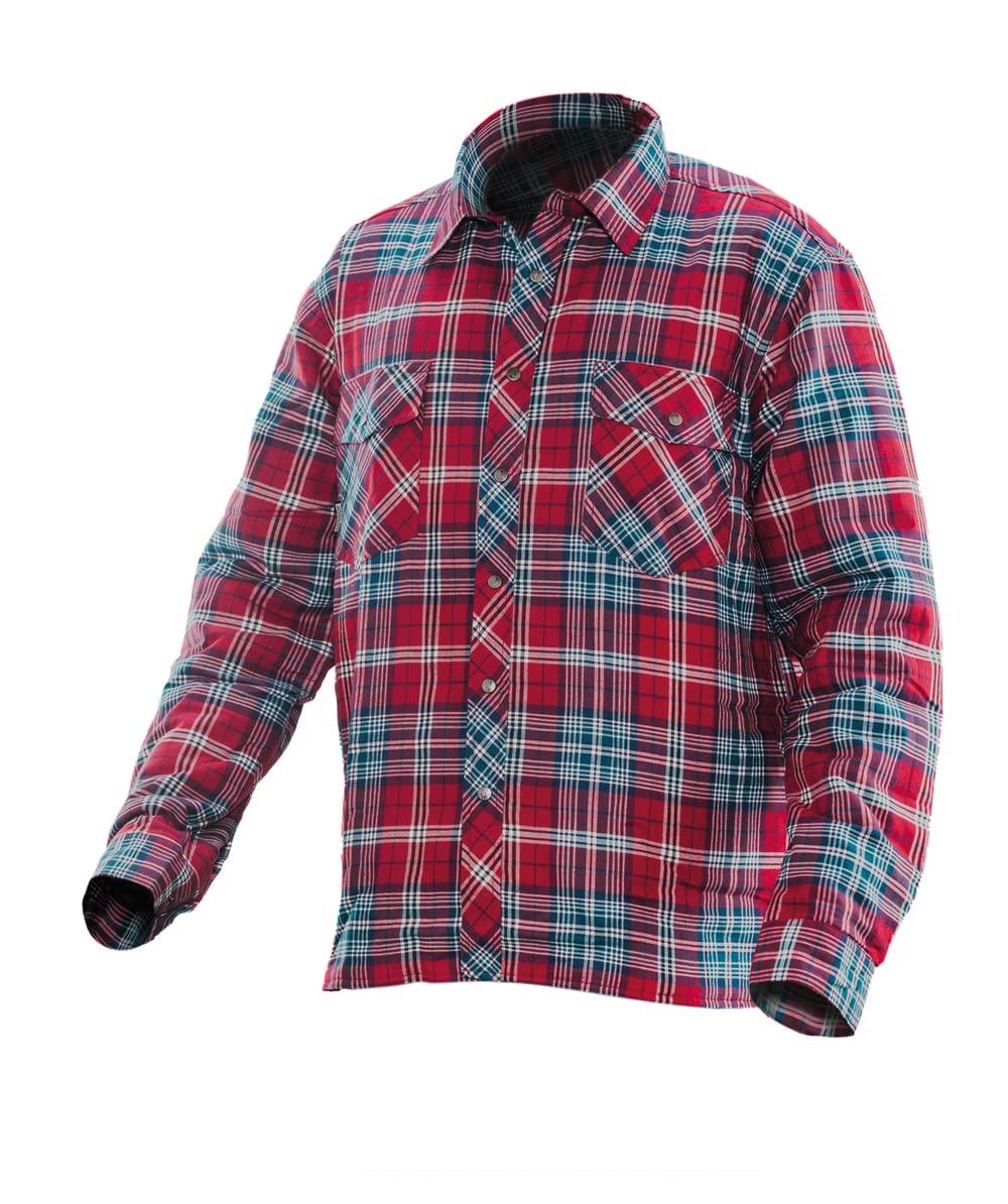 Men's Quilt-Lined Flannel Work Shirt - Small (Size 4) Red & Navy Plaid - Warm Winter Workwear for Construction, Outdoor Jobs & Casual Wear