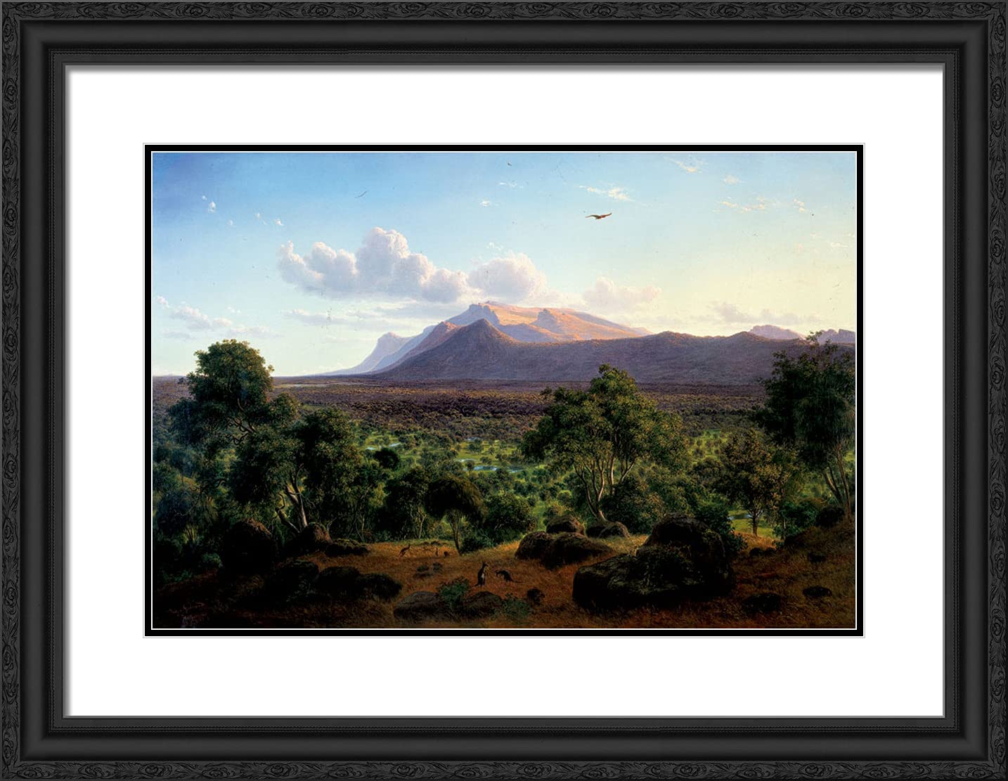 Eugene Von Guerard Mount William from Mount Dryden 24x19 Black Ornate Framed Art Print with Double Matting - Perfect for Living Room, Office & Home Decor