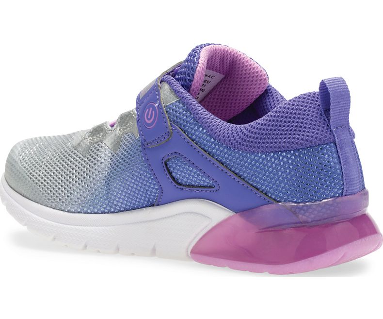 Saucony Purple and Silver Flash Glow A/C Kids Running Shoes - Lightweight Breathable Sneakers for Boys & Girls - Perfect for School, Sports & Daily Activities