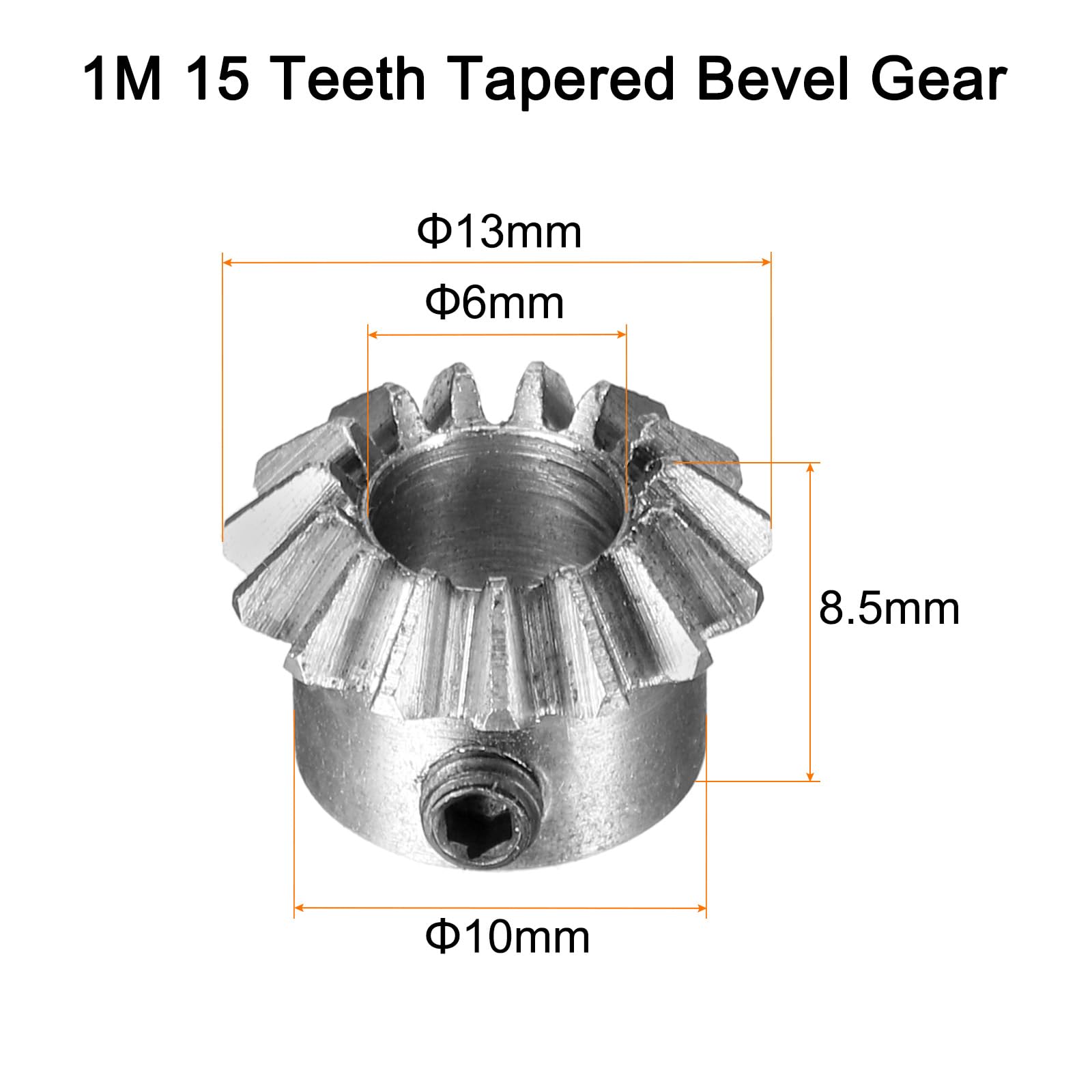 uxcell 2pcs 45# Steel Bevel Gear Set - 0.8 Module, 1:1 Reduction Ratio, 15T 6mm Bore, 45 Degree Angle for Hardware & Mechanical Rotation - Perfect for Robotics, CNC Machines, and DIY Mechanical Projects (Black)