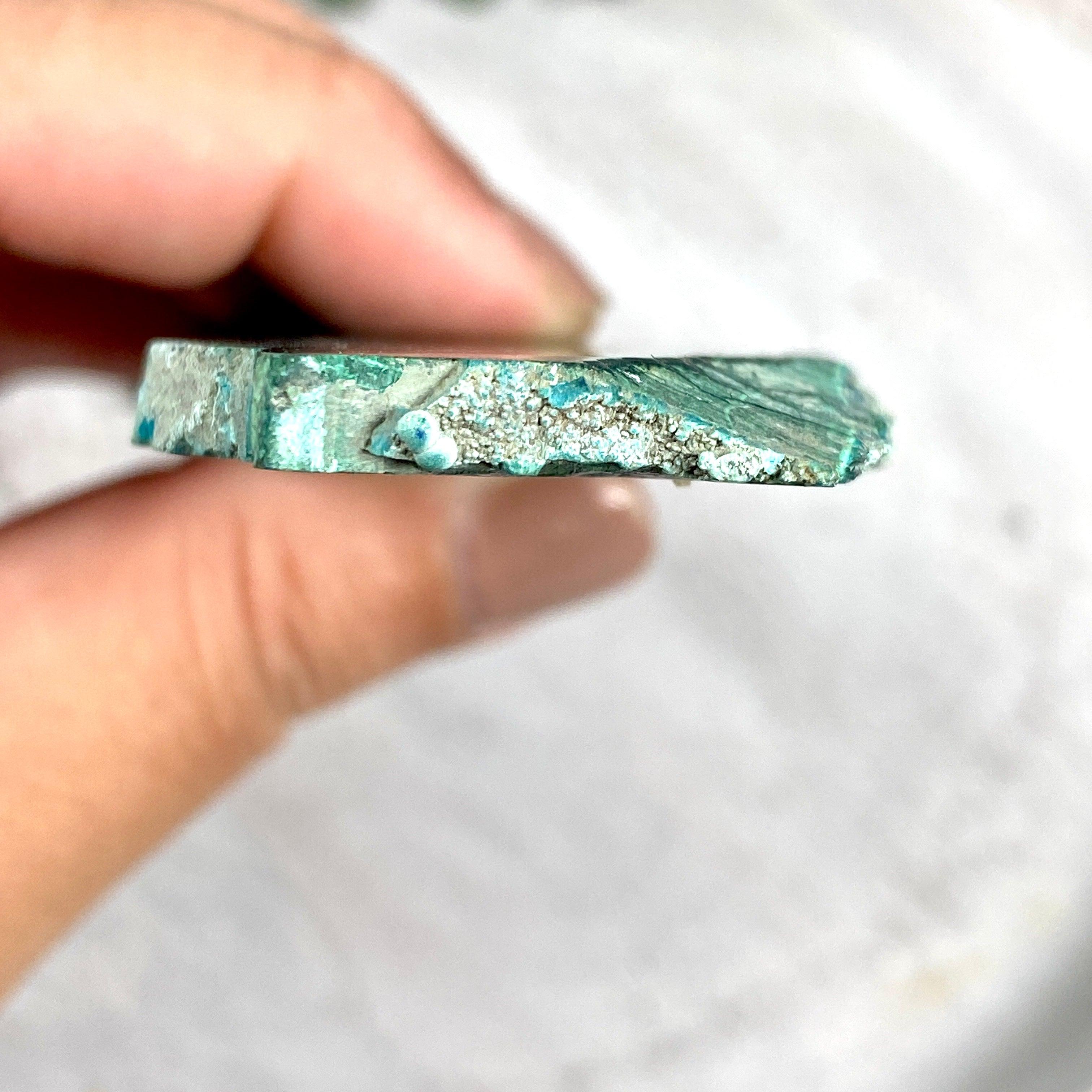 Natural Malachite and Chrysocolla Slice CR3538 - Healing Crystal for Meditation, Home Decor, and Jewelry Making