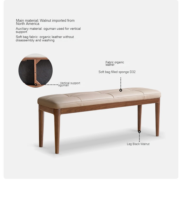 Premium Black Walnut Solid Wood Long Bar Bench - Rustic Sofa Stool for Kitchen Island, Entryway, or Living Room - Durable & Comfortable Seating Solution for Home Decor