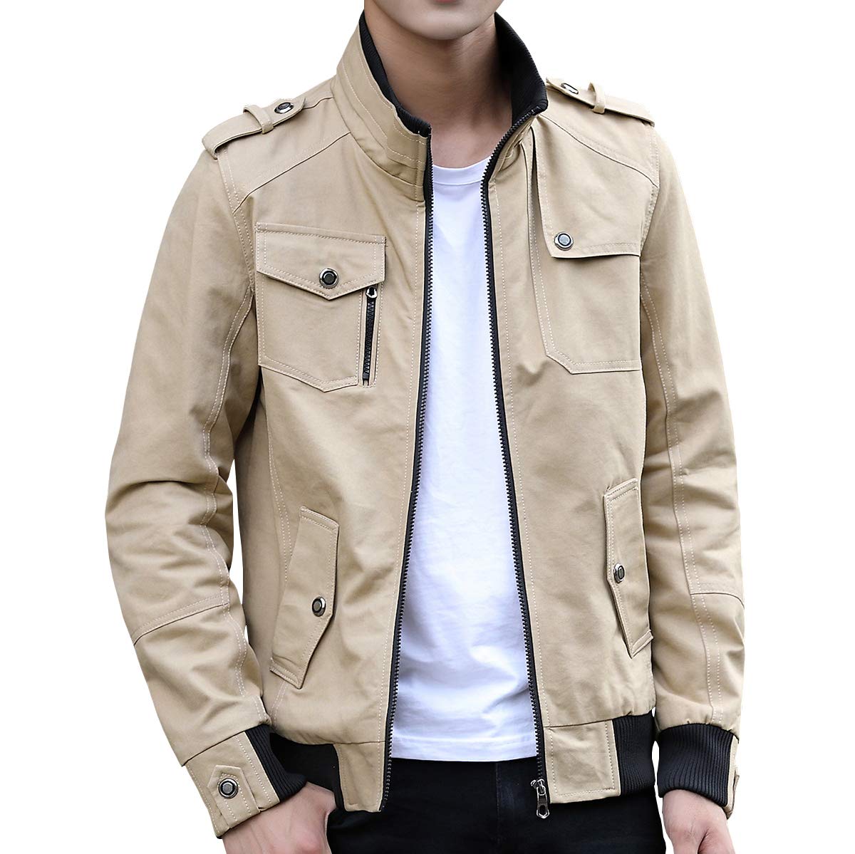 Womleys Men's Lightweight Cotton Windbreaker Jacket - Casual Outerwear Coat for Outdoor Activities & Travel