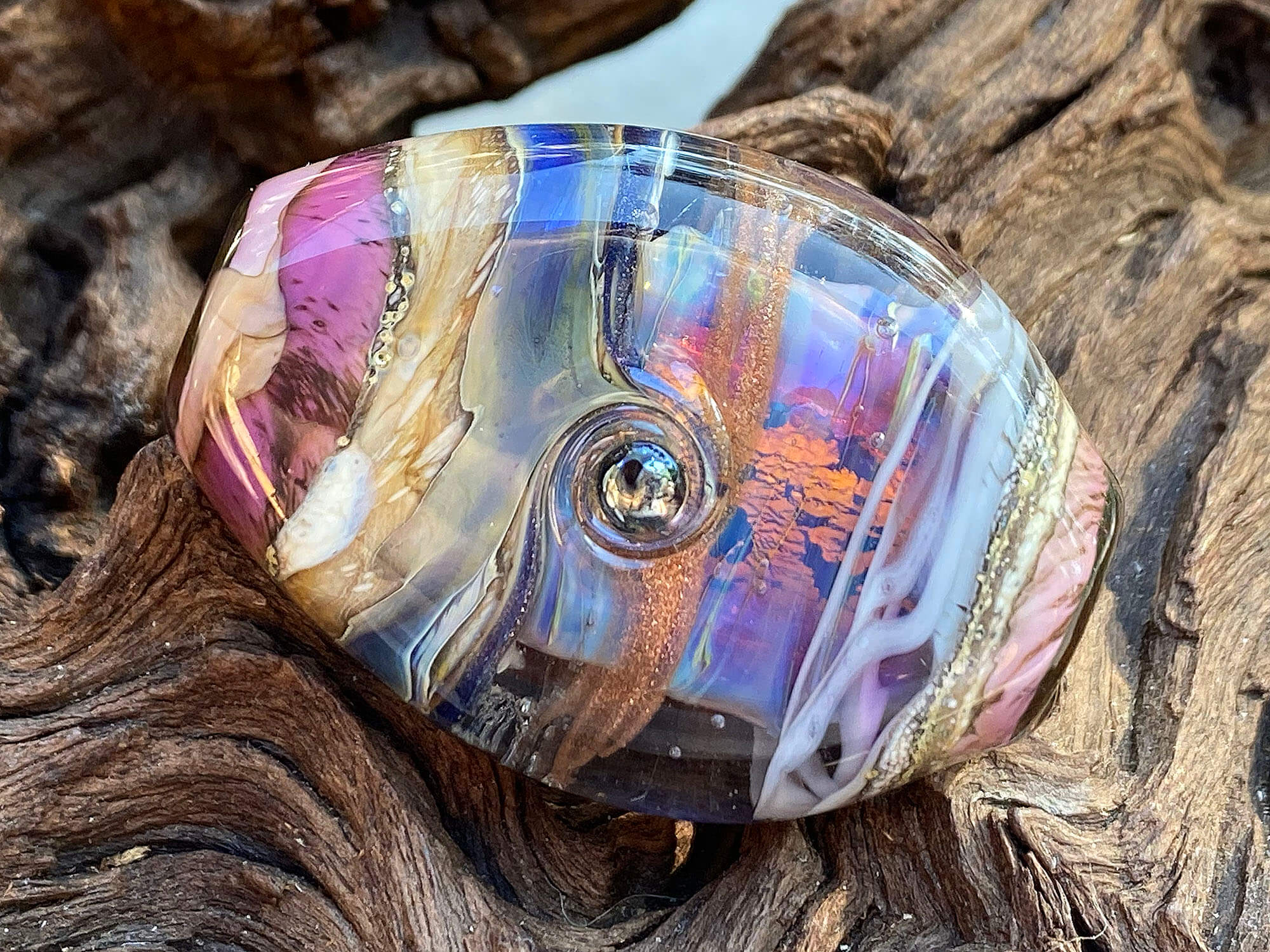 Natural Purple Fire Opal Organic Lampwork Focal Bead for Jewelry Making - Handmade Glass Bead for Necklaces, Bracelets & DIY Crafts (SRA) | Perfect for Boho, Hippie & Artisan Jewelry Designs