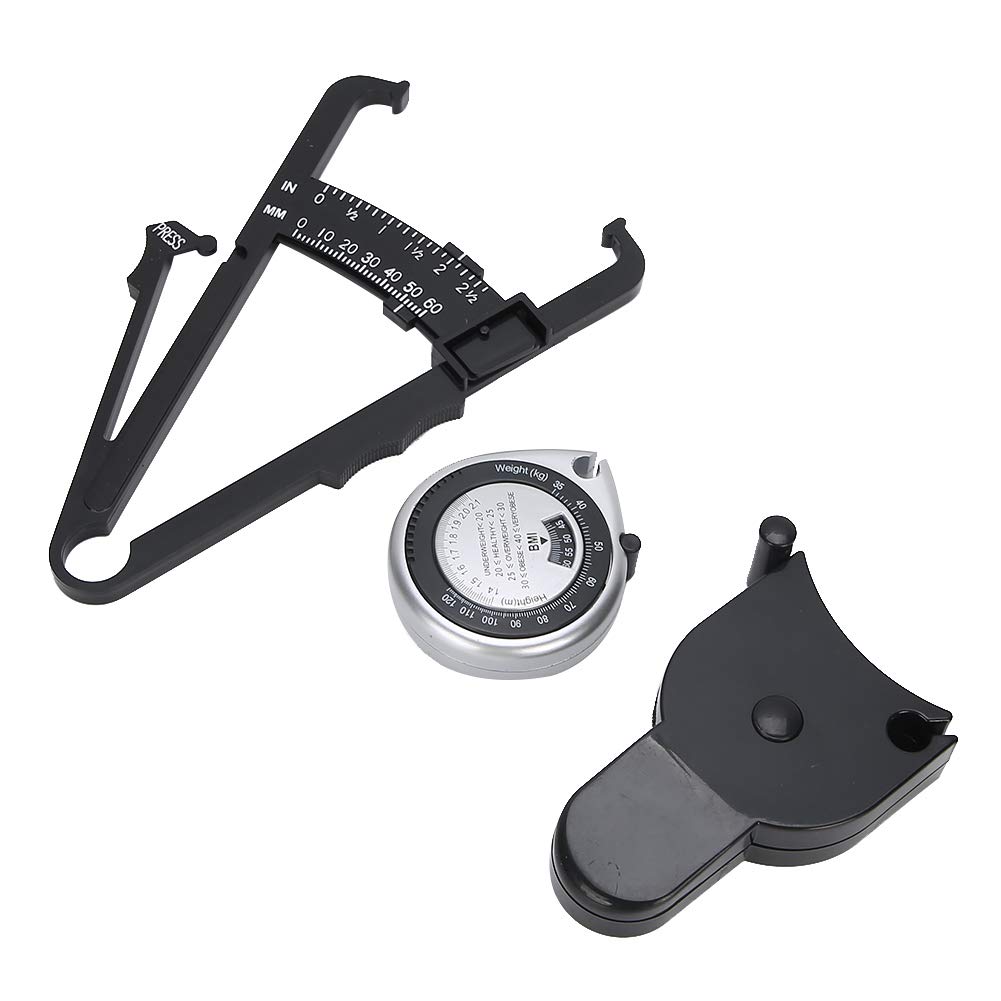3-Piece Body Fat Caliper Set - Retractable Skinfold Caliper for Accurate Waist & Body Fat Measurement - Essential Fitness Tool for Weight Loss & Body Composition Tracking - Perfect for Home Gym, Personal Trainers & Health Enthusiasts
