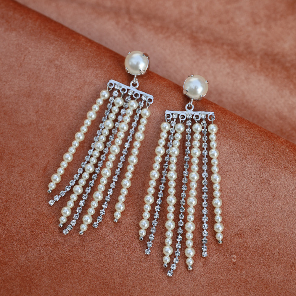 Elegant Donna Pearl and Crystal Earrings for Women - Perfect for Weddings, Parties & Special Occasions