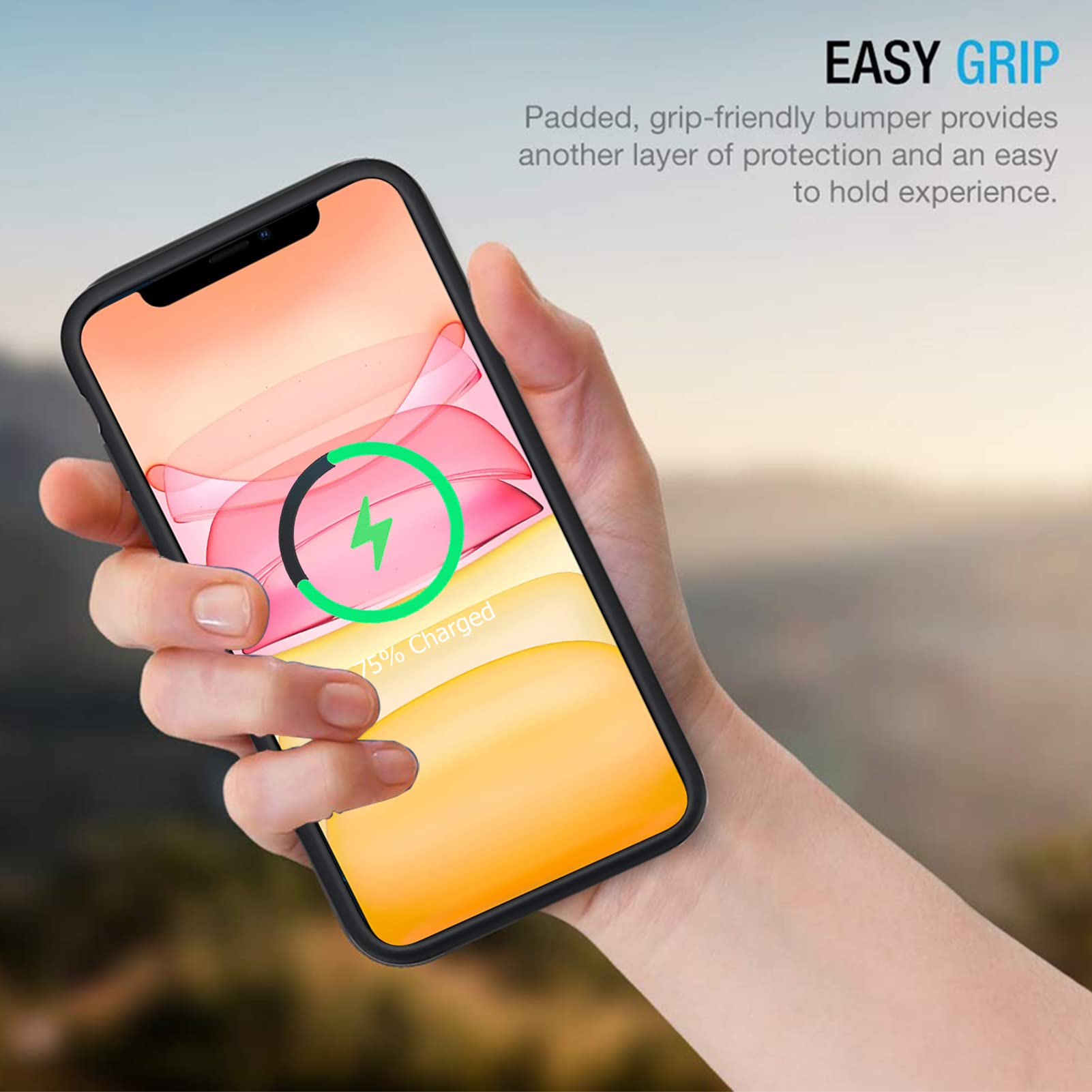 10000mAh Wireless Charging Battery Case for iPhone 11 (6.1 inch) - Protective Smart Extended Battery Charger Case with CarPlay Support | Portable Rechargeable Power Bank for Travel, Work & Outdoor Activities (Black)