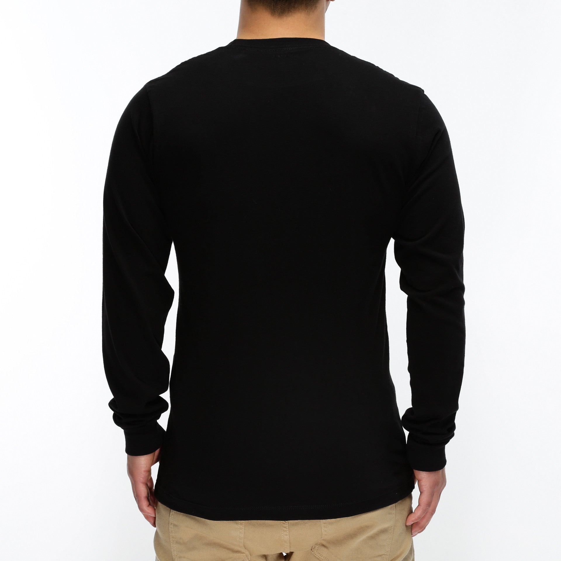 Premium Long Sleeve T-Shirt for Men - Soft Cotton Comfort Fit Crewneck Tee - Black - Ideal for Casual Wear, Layering & Outdoor Activities