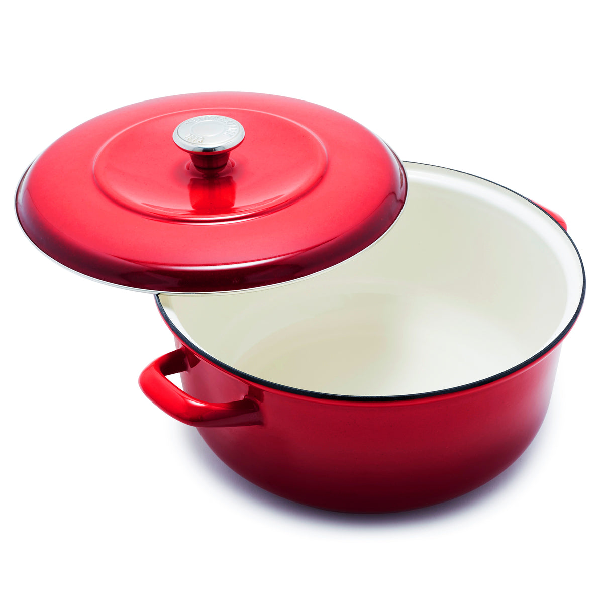 Merten & Storck 7 Quart Enameled Cast Iron Dutch Oven - Foundry Red | Heavy Duty Cookware for Braising, Stewing & Baking | Perfect for Stovetop, Oven & Camping Use