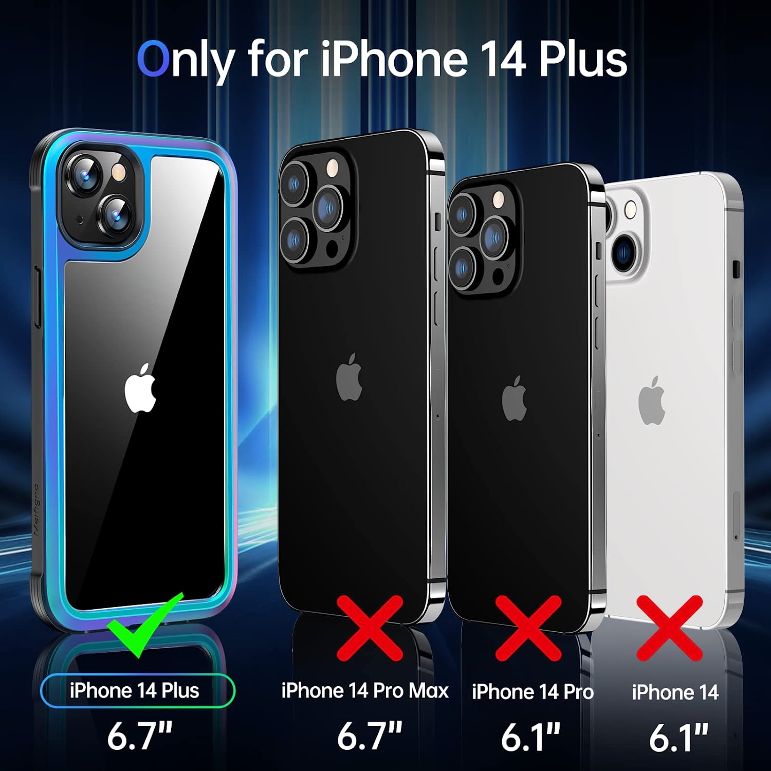 Premium iPhone 14 Plus Case (6.7 inch) - Military-Grade Shockproof Protection with Changing Aluminum Frame | Iridescent Design | Perfect for Outdoor Adventures & Daily Protection