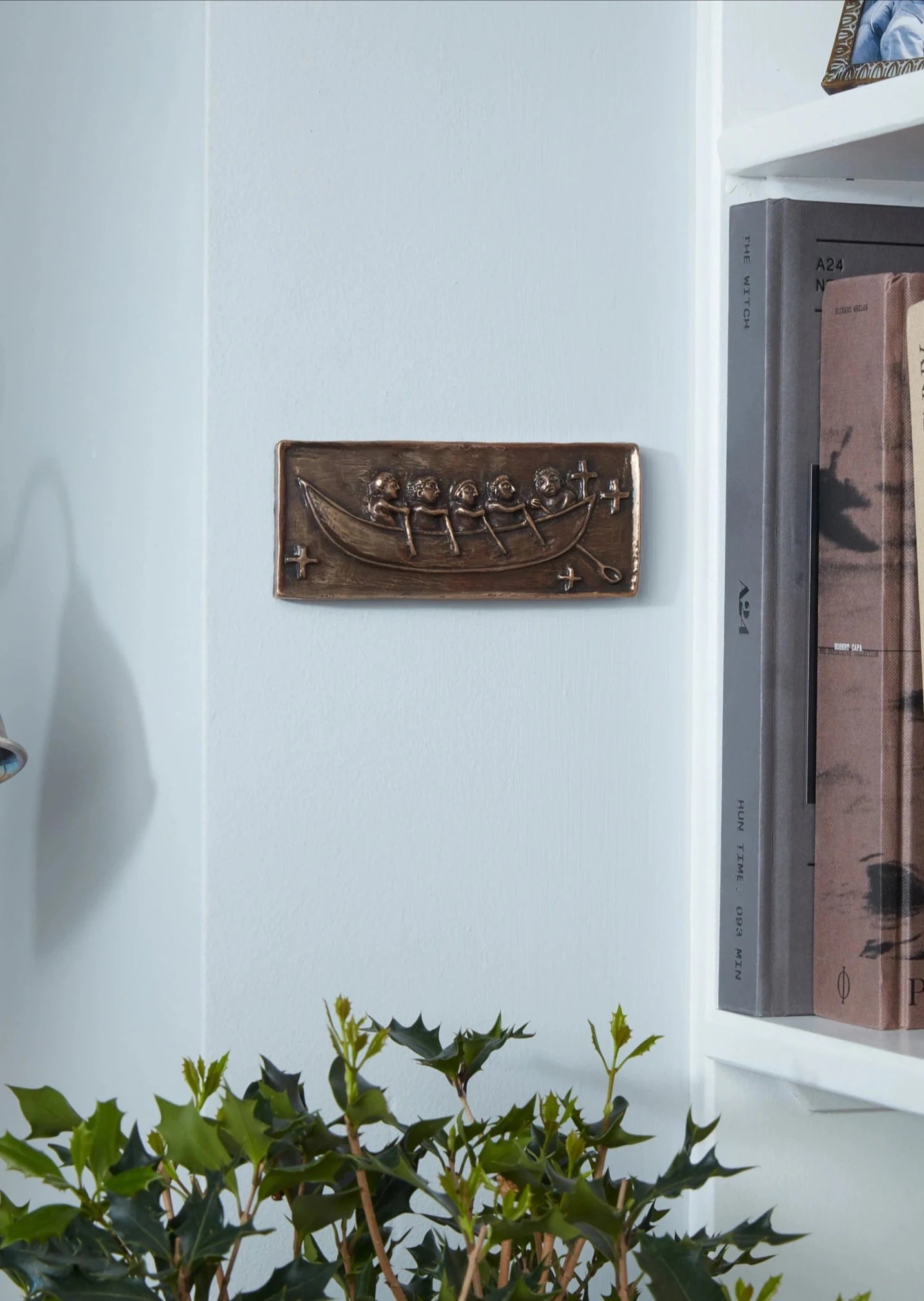 St. Brendan's Boat Bronze Wall Plaque - Religious Home Decor, Irish Catholic Gift for Housewarming, Baptism, or Church Display