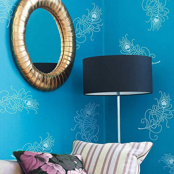 Peacock Feather Stencils for Furniture & Wall Decor - DIY Home Decoration, Craft Projects, and Artistic Wall Designs