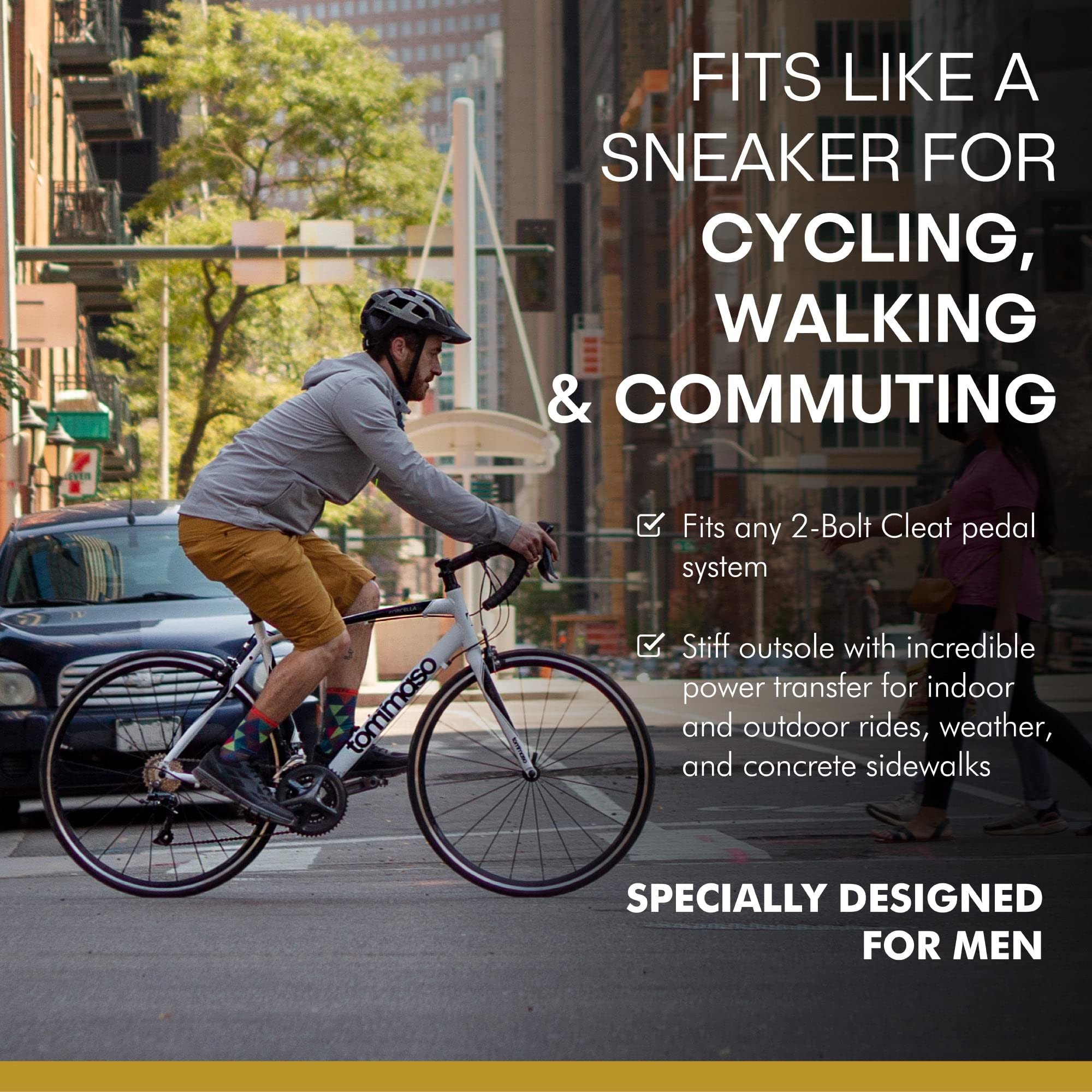 Tommaso Men's SPD Cycling Shoes for Indoor & Road Biking - Comfortable Walkable Gravel Bike Shoes with Pre-Installed Cleats - Perfect for Spin Class, Commuting & Outdoor Cycling