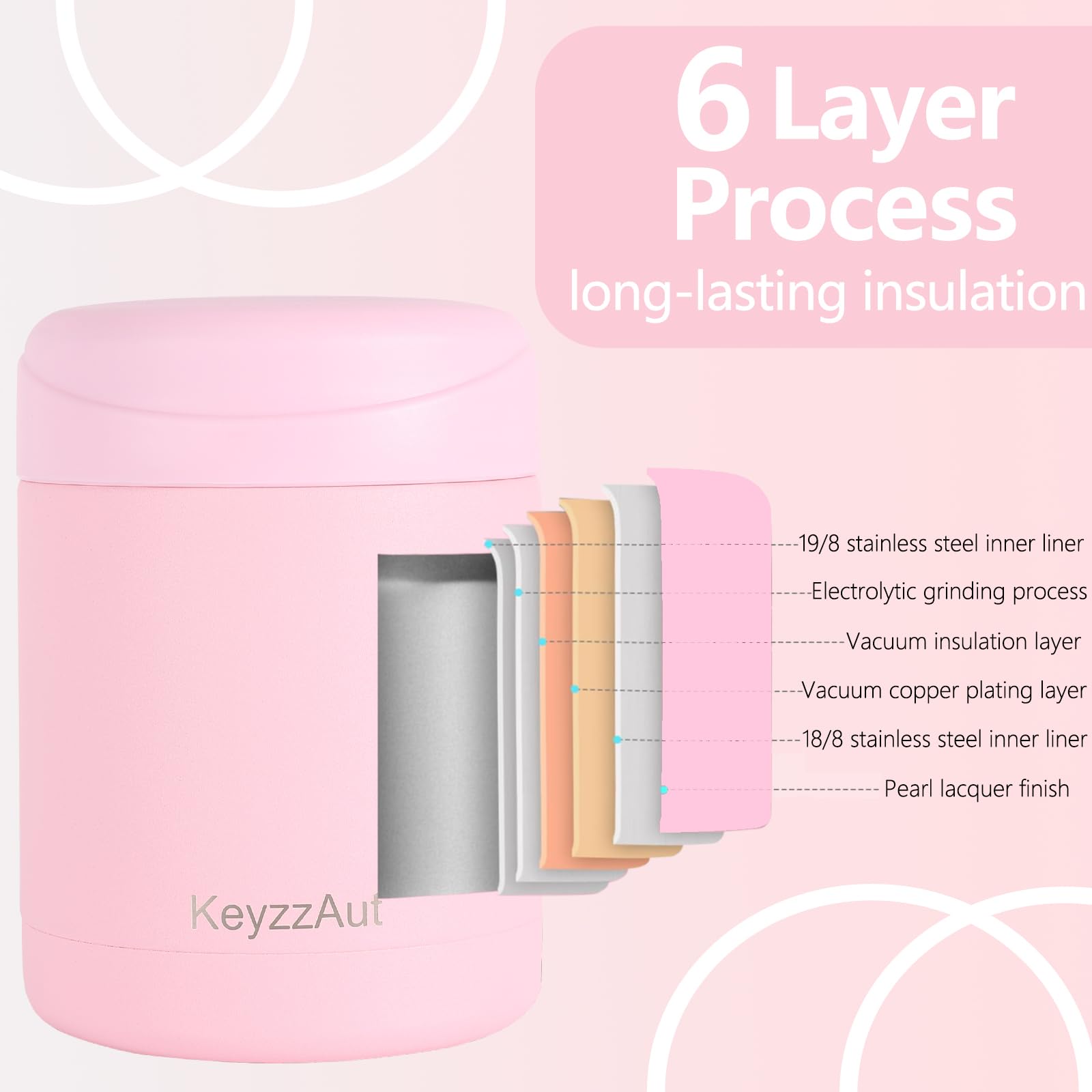 12oz Insulated Food Thermos - Vacuum Sealed Stainless Steel Lunch Box for Hot & Cold Meals | Leak-Proof Soup Container for Kids & Adults | Perfect for School, Office, Picnics & Travel (Pink)