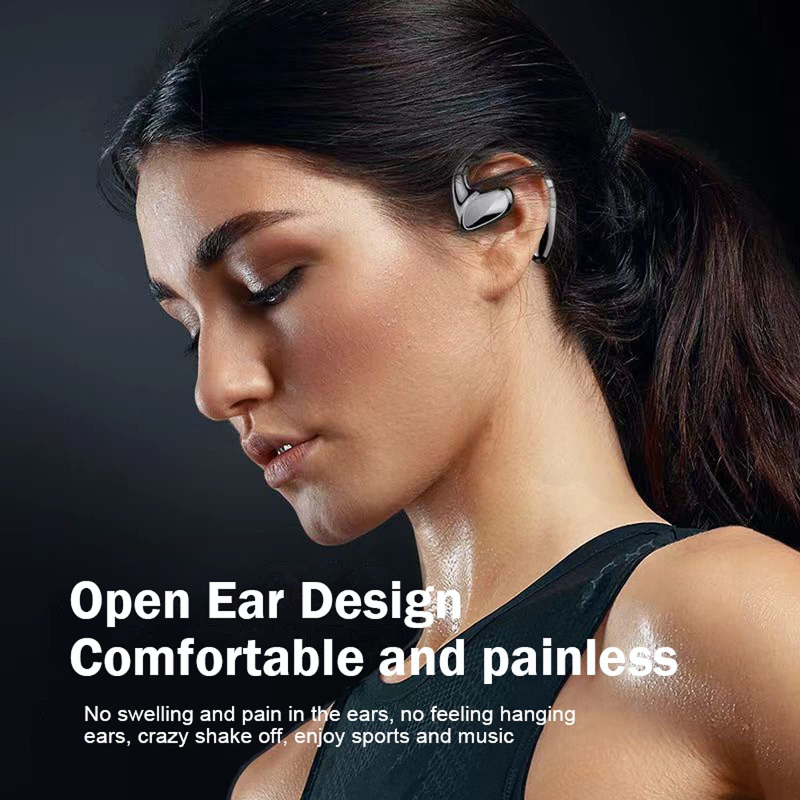 Open Ear Wireless Bluetooth Bone Conduction Headphones with Mic - Sweatproof Sports Earbuds for Running, Cycling & Workouts | Comfortable Over-Ear Hook Design for Gym, Jogging & Outdoor Activities