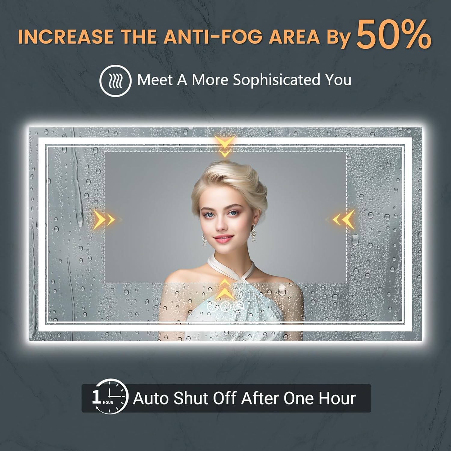Upgraded 48x36 Inch LED Bathroom Mirror with Front & Backlit - Anti-Fog, Dimmable, Rotatable Vanity Mirror with Acrylic Side & Tempered Glass for Modern Bathrooms - Perfect for Makeup, Shaving & Home Decor