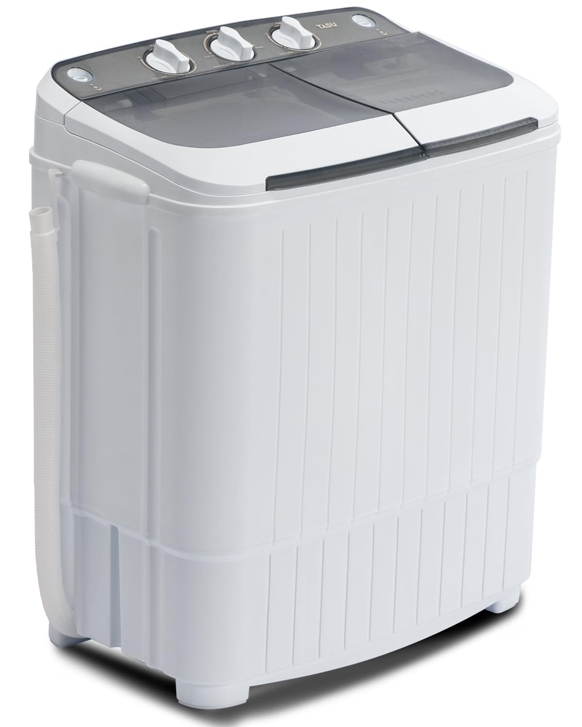 17.6lbs Portable Washing Machine Twin Tub with Spin Dryer - Compact Mini Washer for Apartments, Dorms, RVs & Camping - White & Grey - Perfect for Small Spaces, Travel & Off-Grid Living