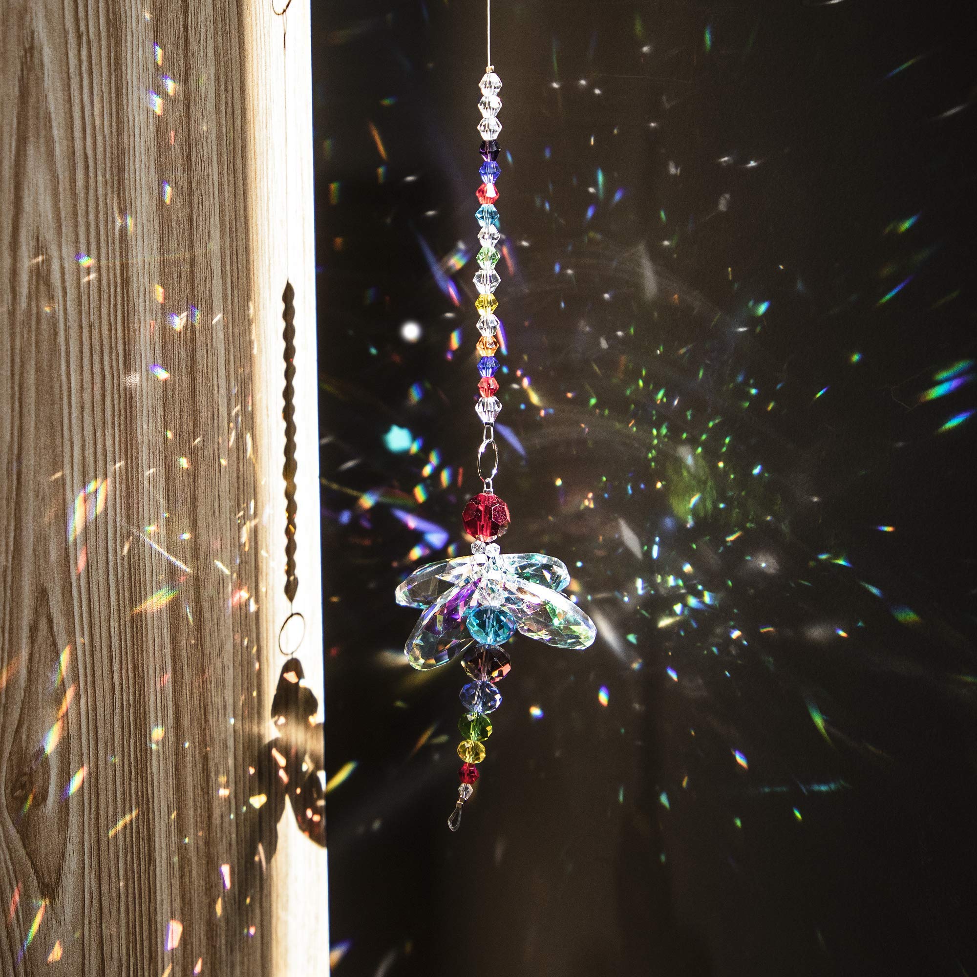 H&D Crystal Suncatcher - Feng Shui Rainbow Maker Window Prisms for Home Decor, Meditation & Positive Energy - Create Beautiful Rainbows in Living Room, Bedroom or Garden