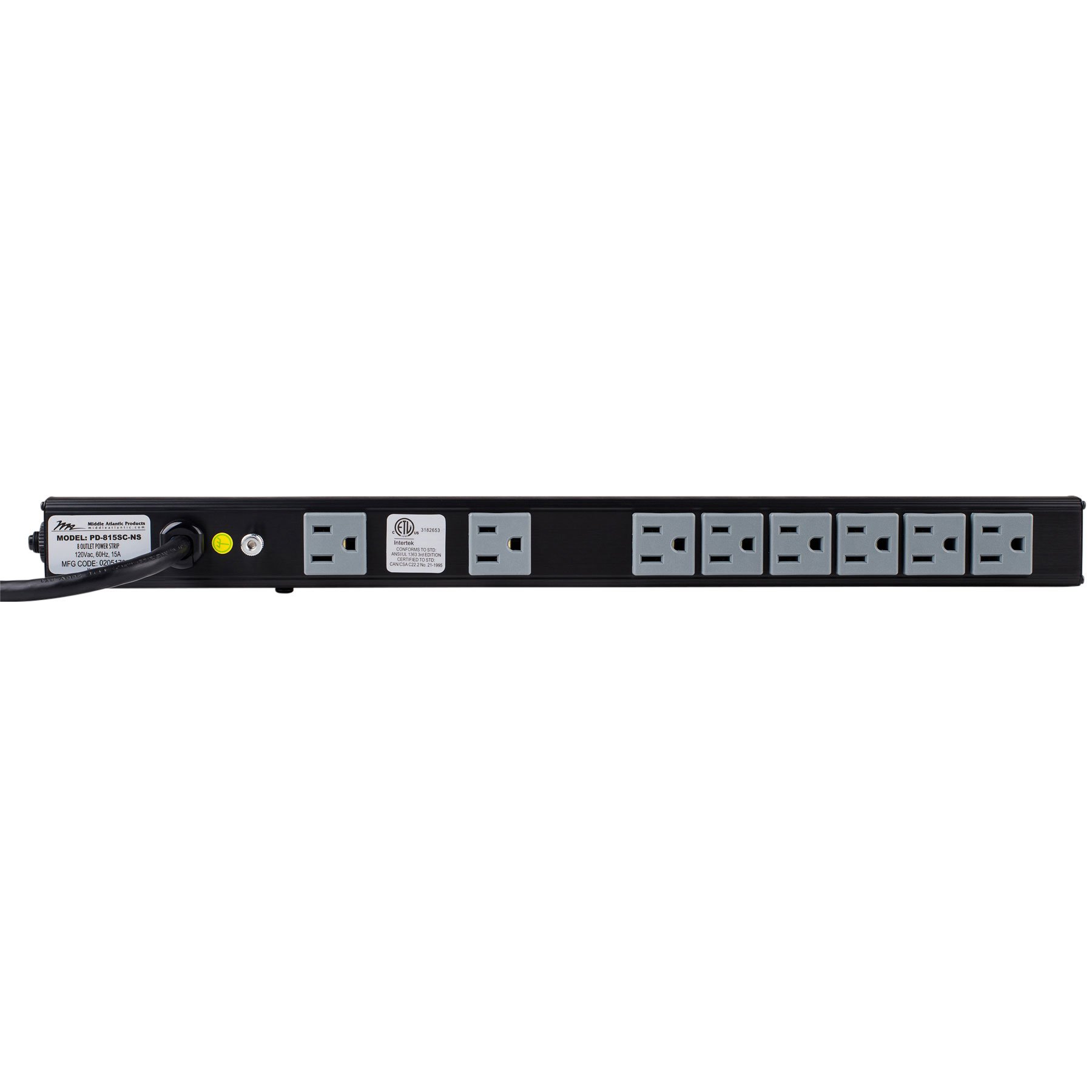 15 Amp High Density Slim Power Strip - Extra-Short 8 Outlet Surge Protector with Space-Saving Design | Perfect for Home Office, Entertainment Centers & Workstations