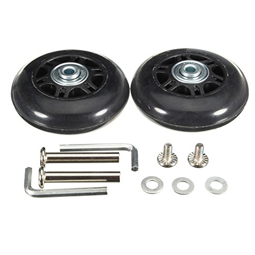 68X24mm Black Luggage Suitcase Wheels - ABEC 608zz Bearings Replacement Inline Skate Wheels for Travel Bags & Outdoor Skating