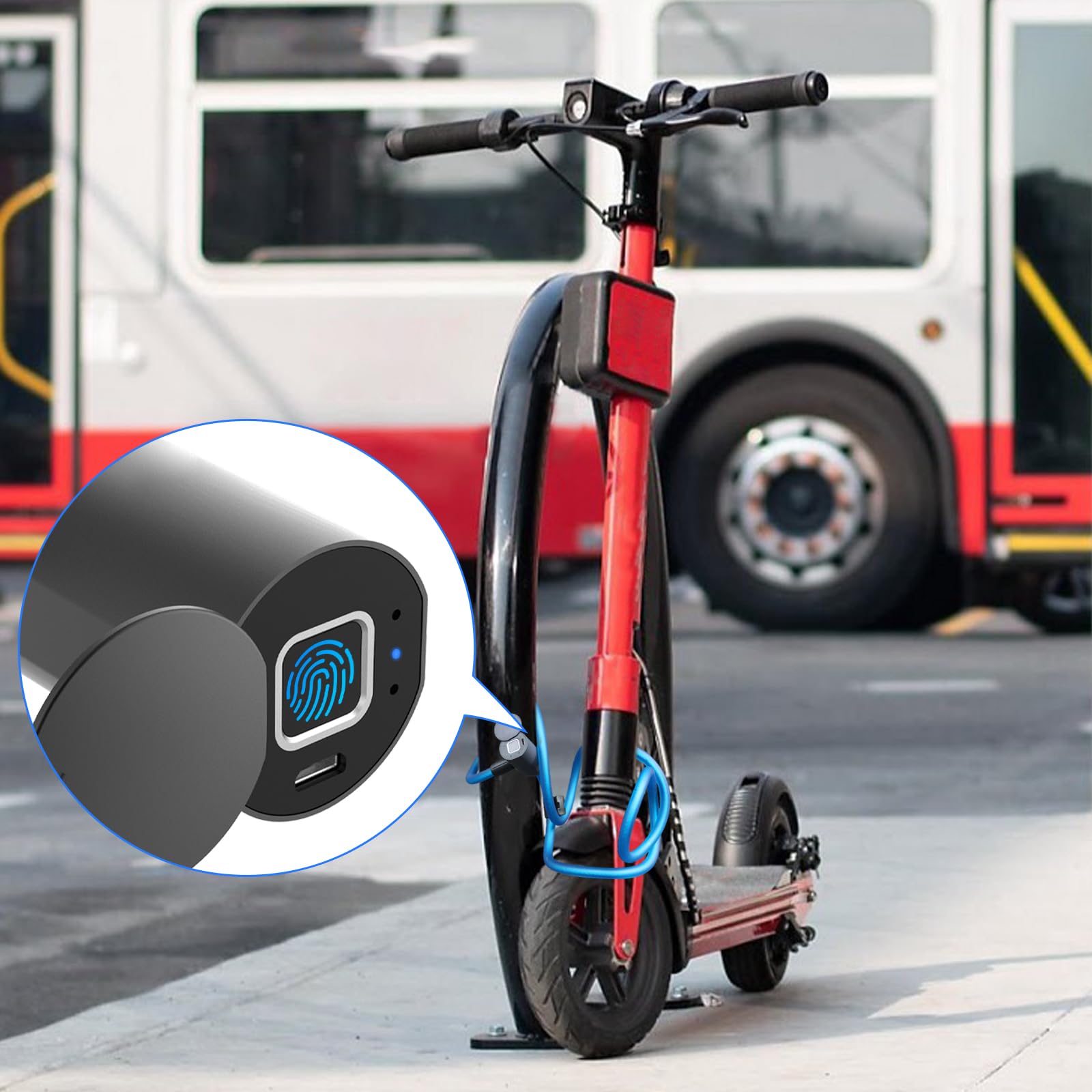 eLinkSmart Keyless Combination Bike Lock - 150cm Waterproof Steel Cable Lock for Bicycles, Scooters, Motorcycles | Fingerprint Unlock via Phone App (iOS/Android) | Perfect for Outdoor Cycling, Commuting & Home Security