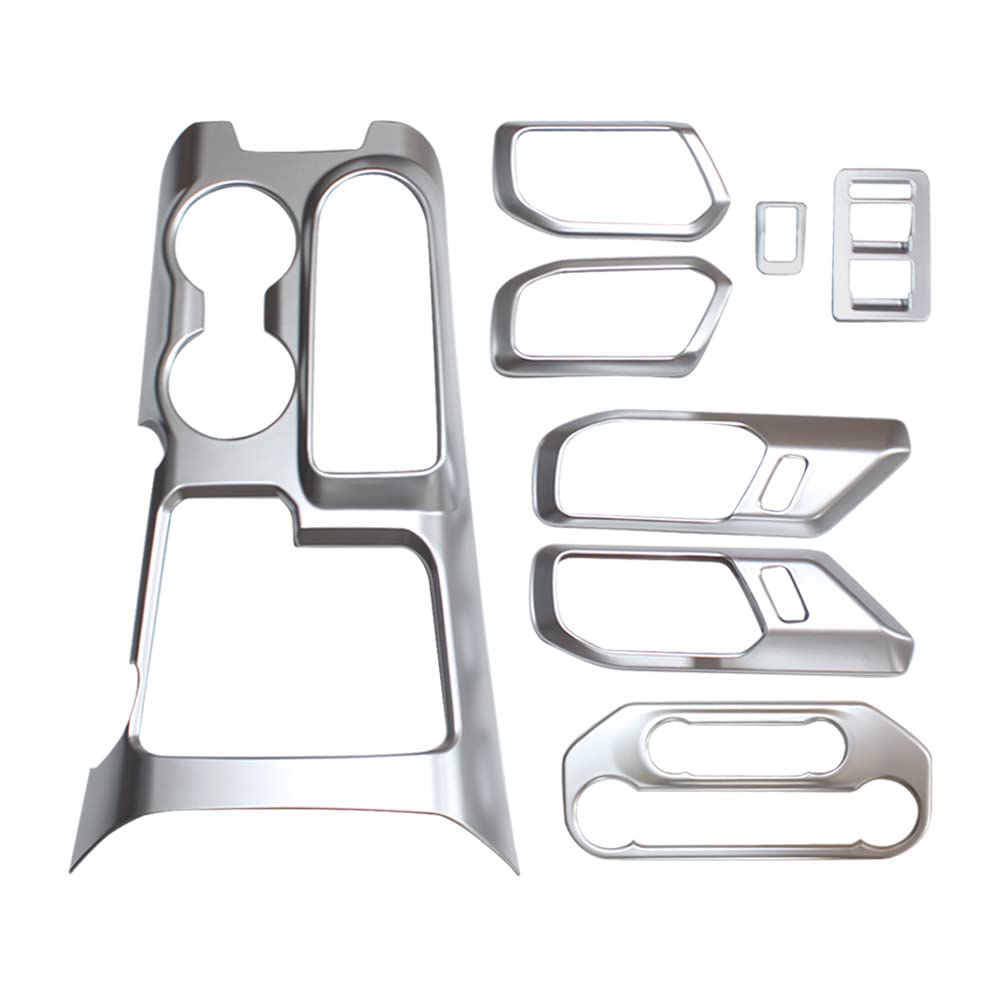 Muslogy 8-Piece Car Interior Hardware Handle Set - Silver Carbon Fiber Gear Shift Panel Cover, Door Handle Bowl & Steering Wheel Accessories | Perfect for Car Modifications & Interior Upgrades