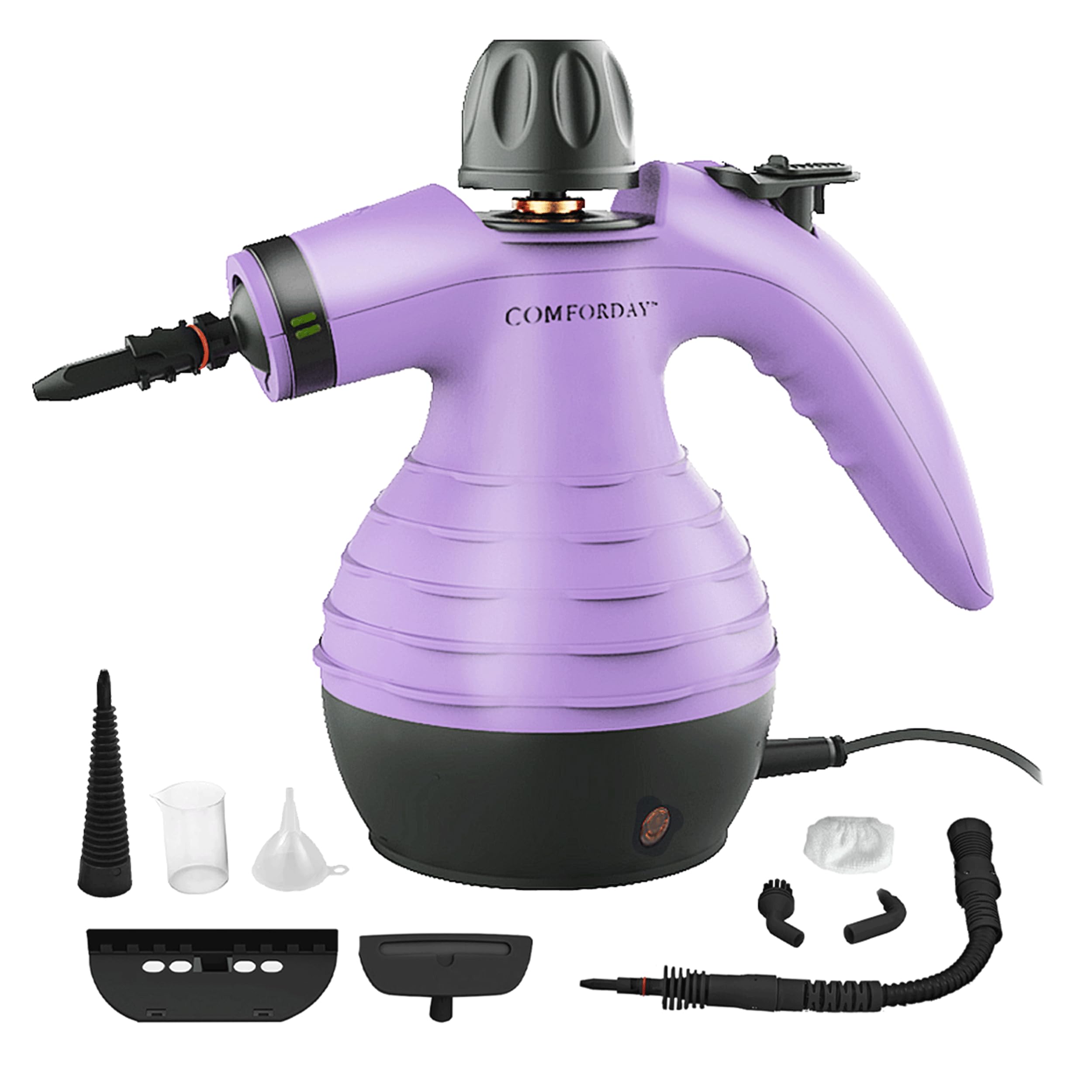 Comforday Multi-Purpose Handheld Pressurized Steam Cleaner with 9-Piece Accessories - Powerful Stain Remover for Curtains, Car Seats, Floors, Bathroom & Windows - Ideal for Home Deep Cleaning & Sanitizing (Purple)