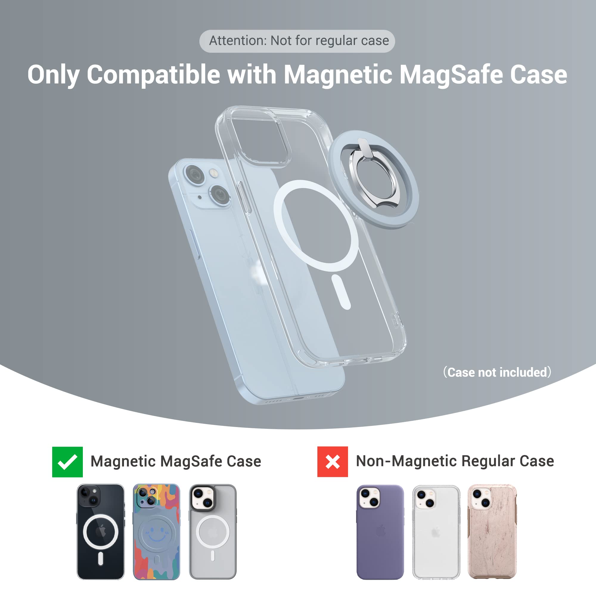 PROfezzion MagSafe Ring Holder - Magnetic Phone Grip Compatible with iPhone 15/14/13/12 Series (15 Plus/Pro Max, 14 Plus/Pro Max, 13 Pro Max) & MagSafe Cases - Secure Car Mount & One-Hand Use - Blue