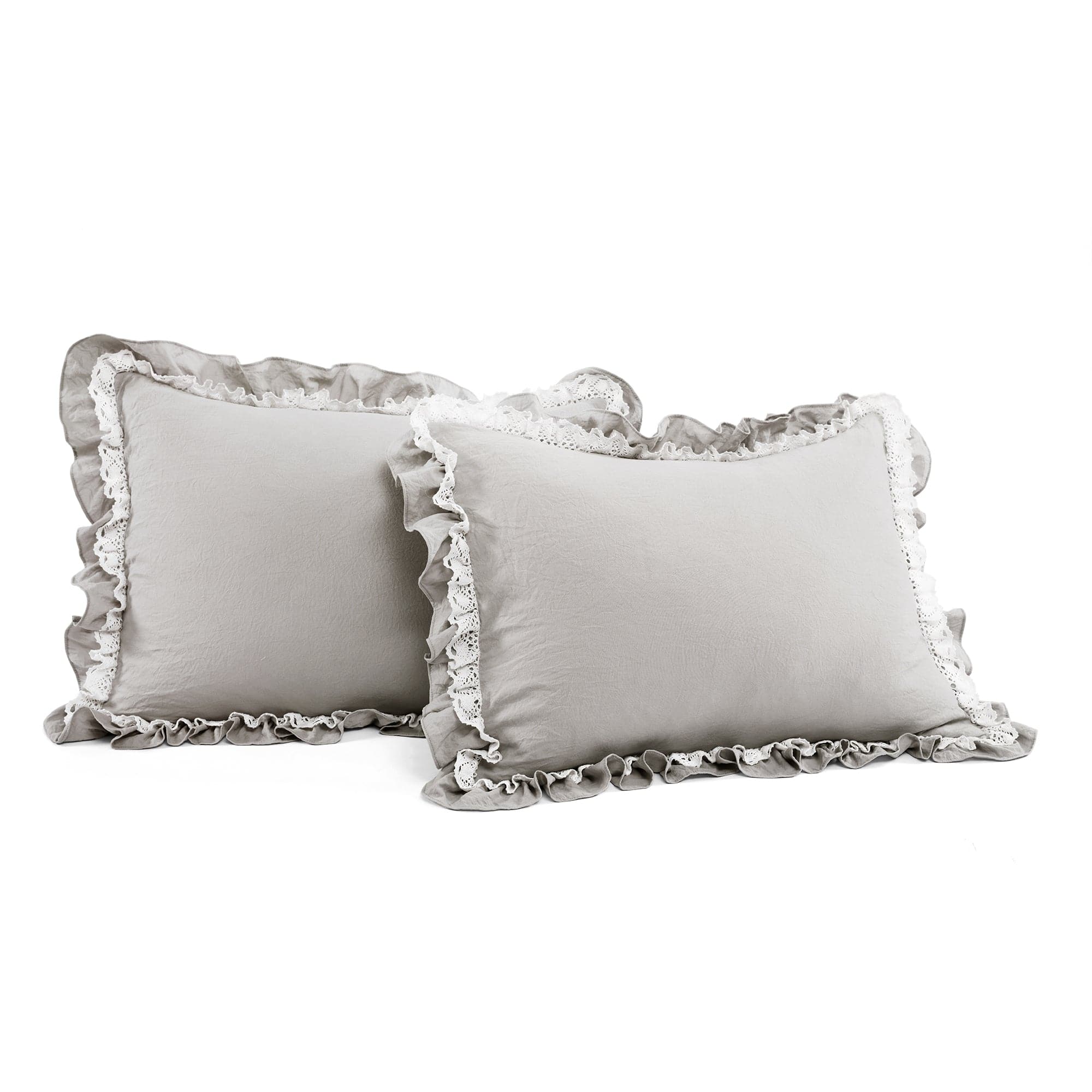 Ella Ruffle Lace 3-Piece Comforter Set - Queen Size Bedding with Pillow Shams - Elegant Lace Trim Luxury Bed Set for Master Bedroom, Guest Room & Hotel Decor
