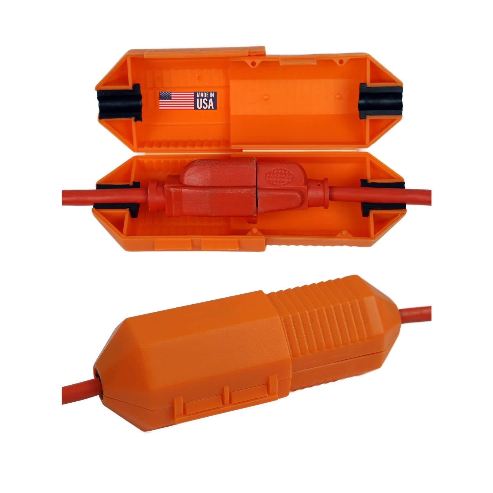 CordSafe Extension Cord Plug Protector Safety Cover - Waterproof Indoor/Outdoor Use for Patio Lights, Holiday Decorations & Power Tools - Orange (1 Pack) - Perfect for Christmas Decor, Bistro Lighting & Outdoor Equipment Protection