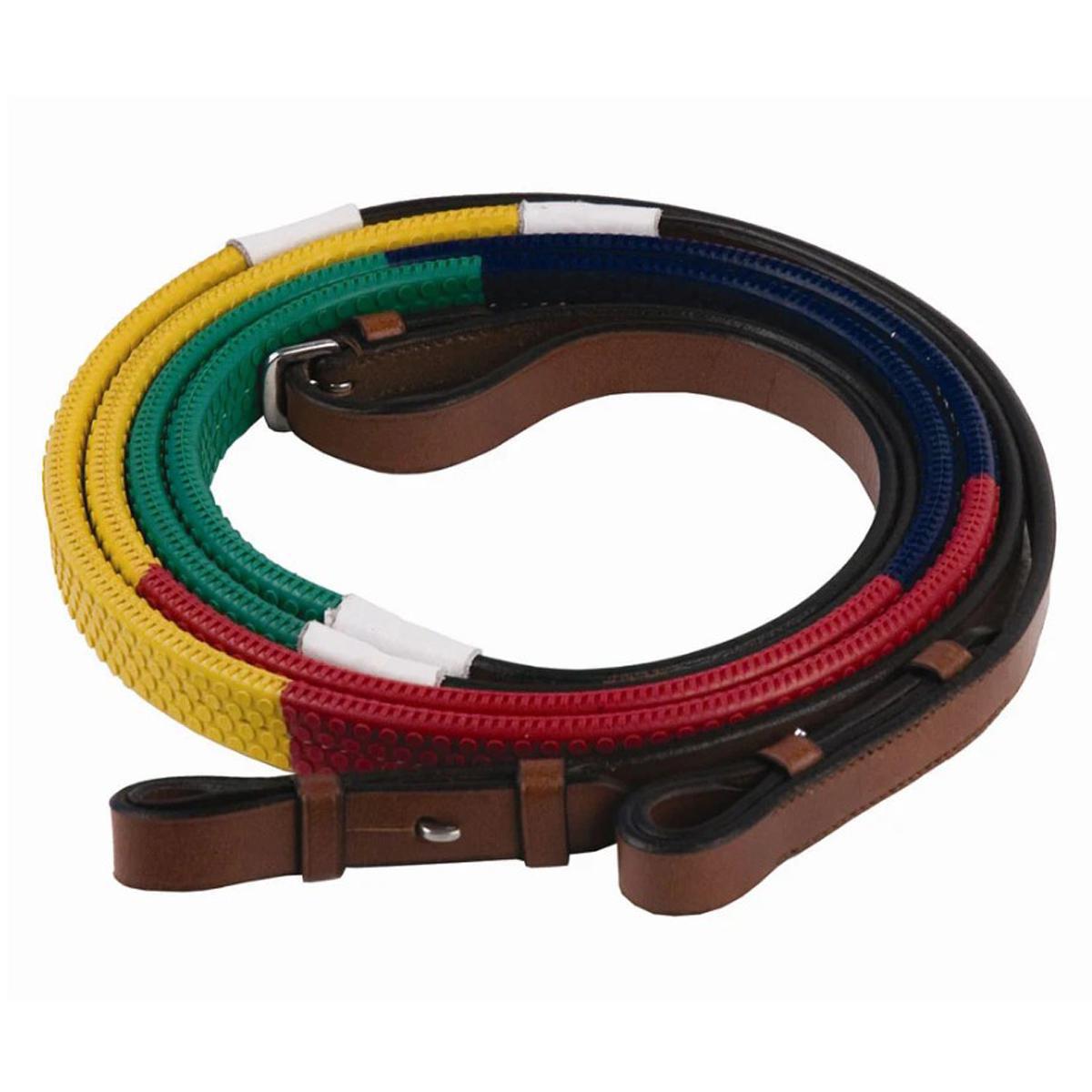 HDR Rainbow Training Reins for Horses - Adjustable Nylon Lead Rope with Soft Handles for Riding Lessons, Trail Riding, and Equestrian Training