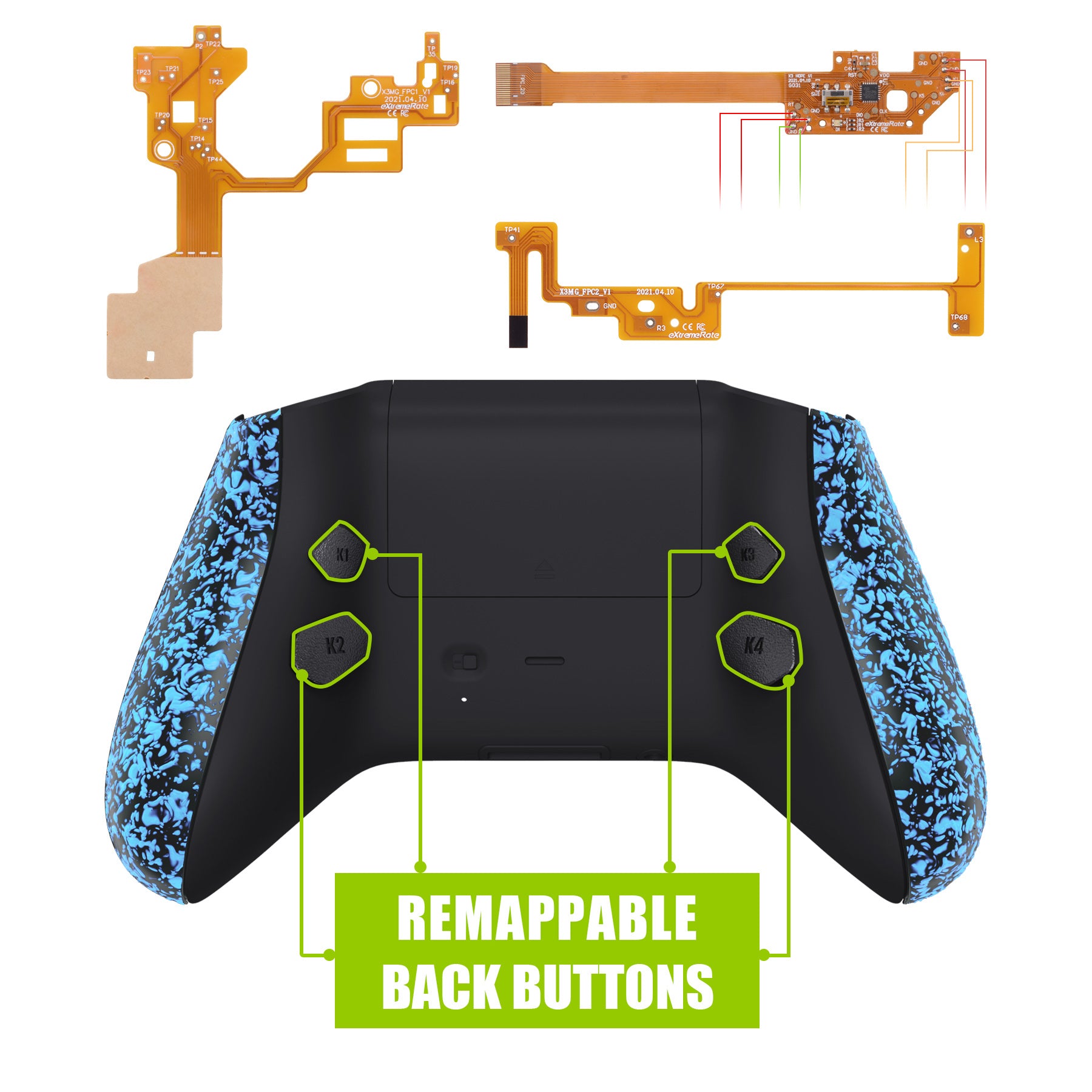 eXtremeRate Textured Blue HOPE Remappable Back Button Kit for Xbox Series X/S Controller - Upgrade Boards, Back Shell & Side Rails - Compatible with Xbox Core Controller (Controller Not Included) - Perfect for Competitive Gaming & Custom Mods - RX3P3044