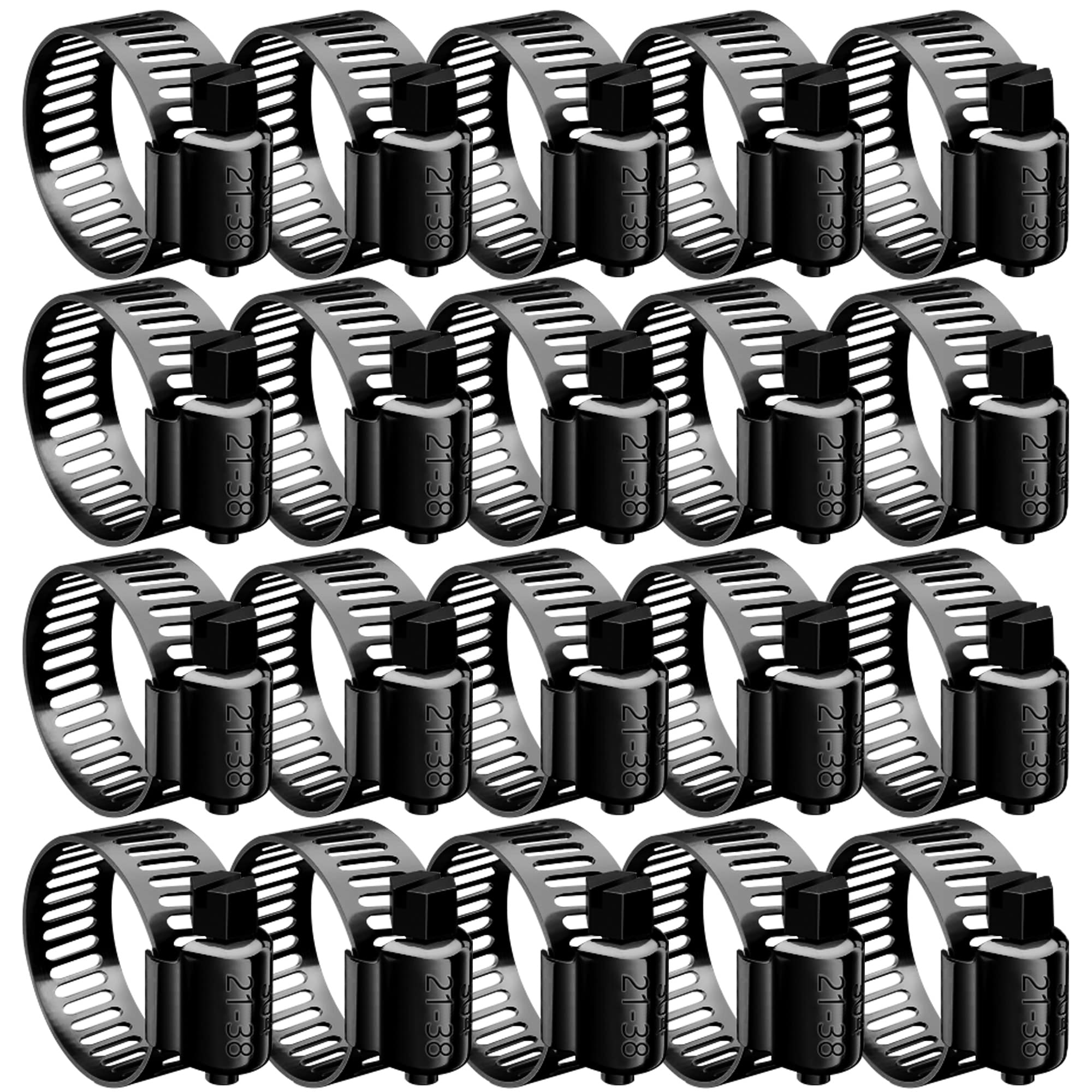 20pcs Black Stainless Steel Hose Clamps 3/4