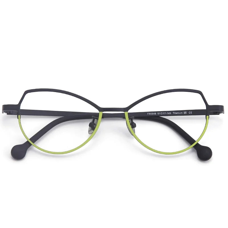 Stylish Unisex Oval Cat Eye Titanium Glasses - Lightweight Full Rim Eyewear Frame 511745 | Perfect for Office, Reading & Fashion Accessories