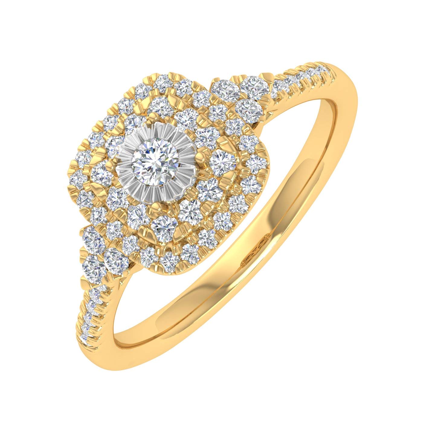 1/3 Carat Cushion Cut Halo Diamond Engagement Ring in 10K Gold - Elegant Wedding Proposal Ring for Her, Perfect for Anniversaries & Special Occasions