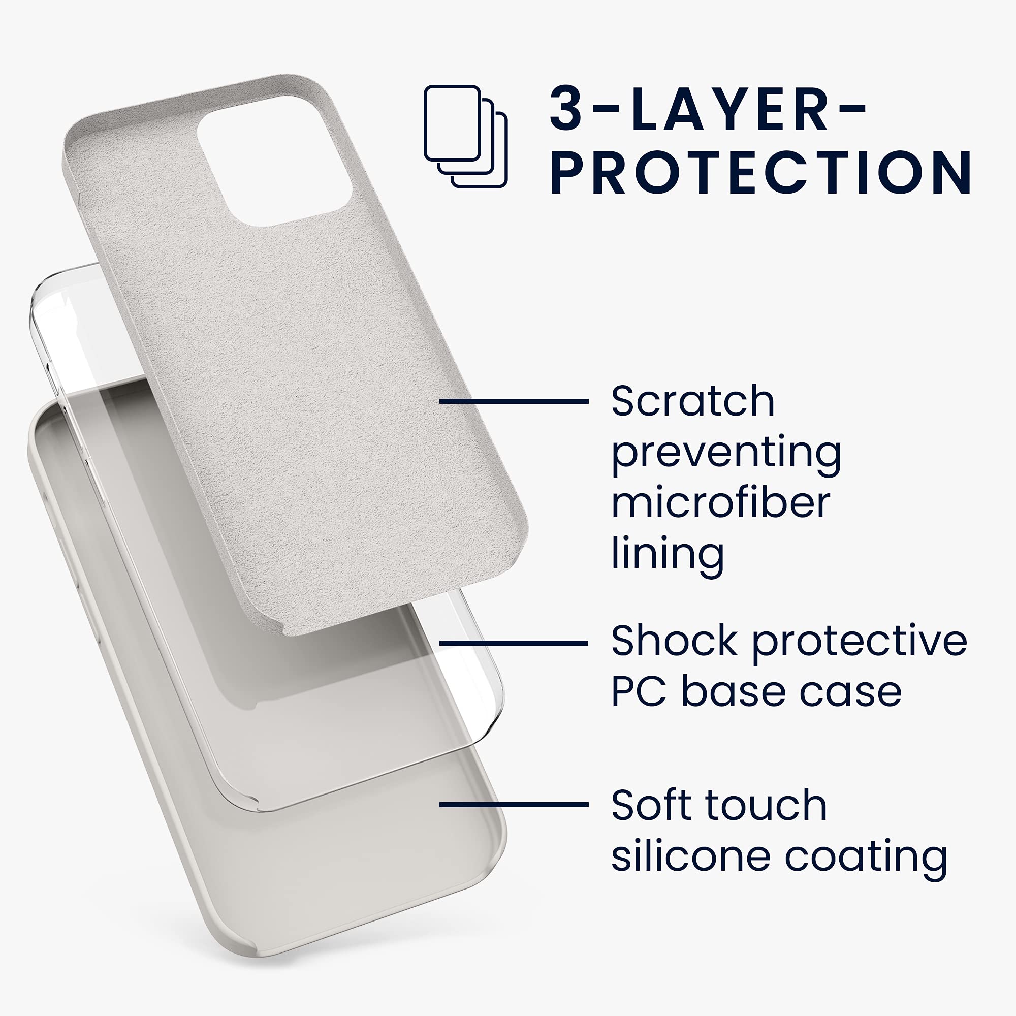 kwmobile TPU Silicone Case for Apple iPhone 12 & iPhone 12 Pro - Soft Matte Beige Phone Cover | Shockproof Protection for Everyday Use & Travel