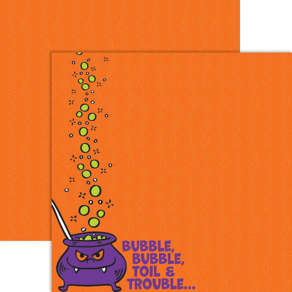 Reminisce Halloween Party 12x12 Inch Double Sided Scrapbook Paper - Bubble, Toil and Trouble - Perfect for DIY Crafts, Scrapbooking & Halloween Decorations
