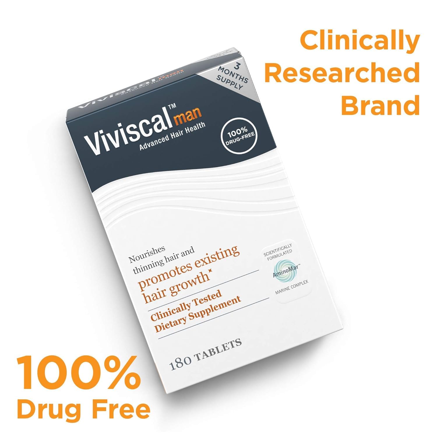Viviscal Men's Hair Growth Supplements - Clinically Proven Formula with Proprietary Collagen Complex for Thicker, Fuller Hair (180 Tablets, 3 Month Supply) - Ideal for Thinning Hair & Hair Loss Prevention