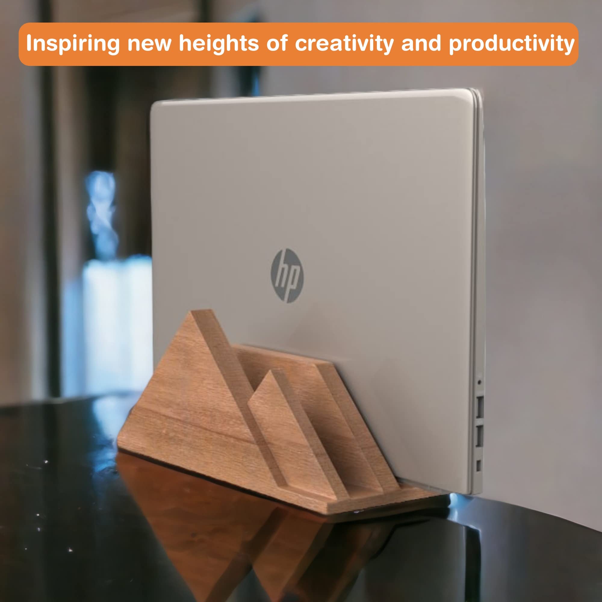 Premium Wooden Dual Vertical Laptop Stand for MacBook Pro & Air - Space-Saving Closed Design - Perfect for Home Office, Workspace & Travel Organization