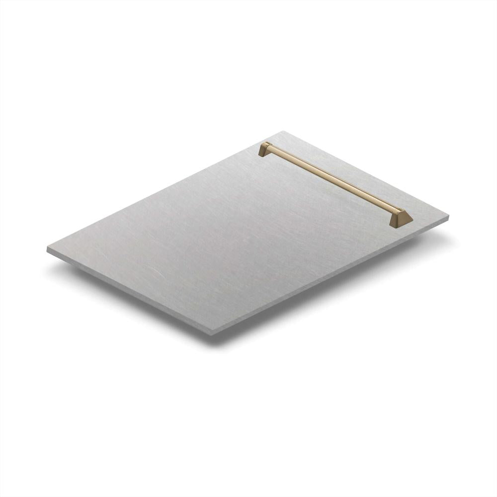 ZLINE Autograph Edition 18-inch Tallac Dishwasher Panel - Satin Stainless Steel with Champagne Bronze Handle (DPVZ SN 18 CB) | Premium Built-in Dishwasher Cover for Modern Kitchens
