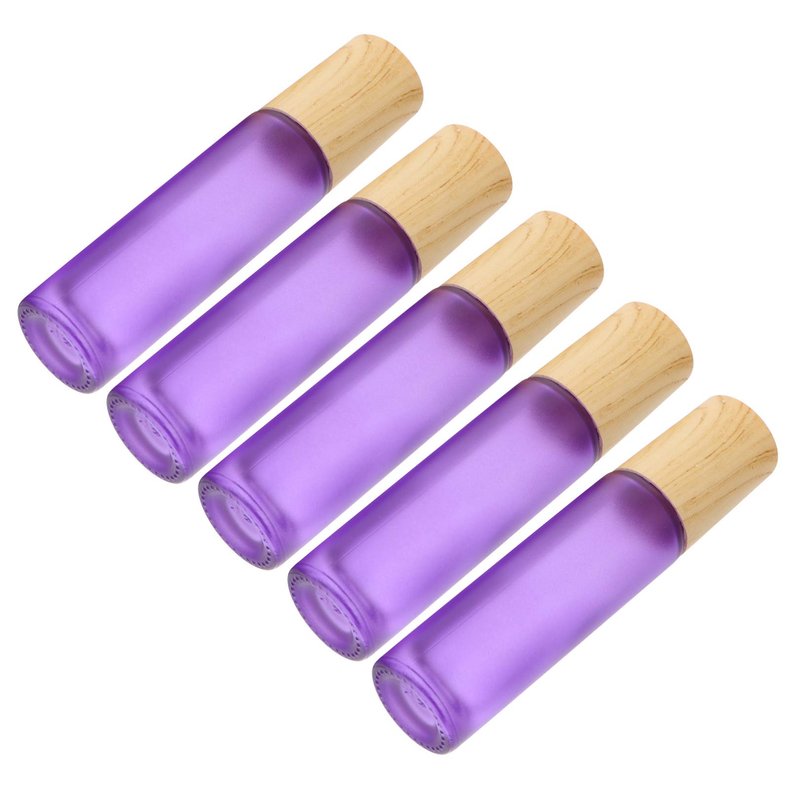 Lurrose 5 Pack 10ml Glass Roll-On Perfume Bottles - Essential Oil Roller Bottles, Leak Proof Travel Containers for Fragrance, Aromatherapy & DIY Liquids (Purple) - Perfect for Travel, Gifts & Home Use