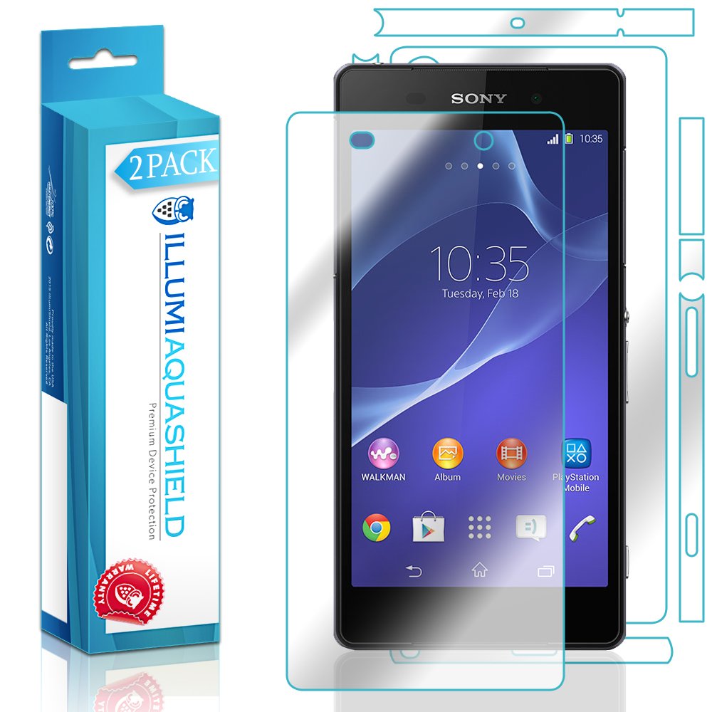 **ILLUMI AquaShield Front & Back Screen Protector for Sony Xperia Z2 (2-Pack) - HD Clear, Bubble-Free TPU Film - Perfect for Daily Use & Outdoor Protection**