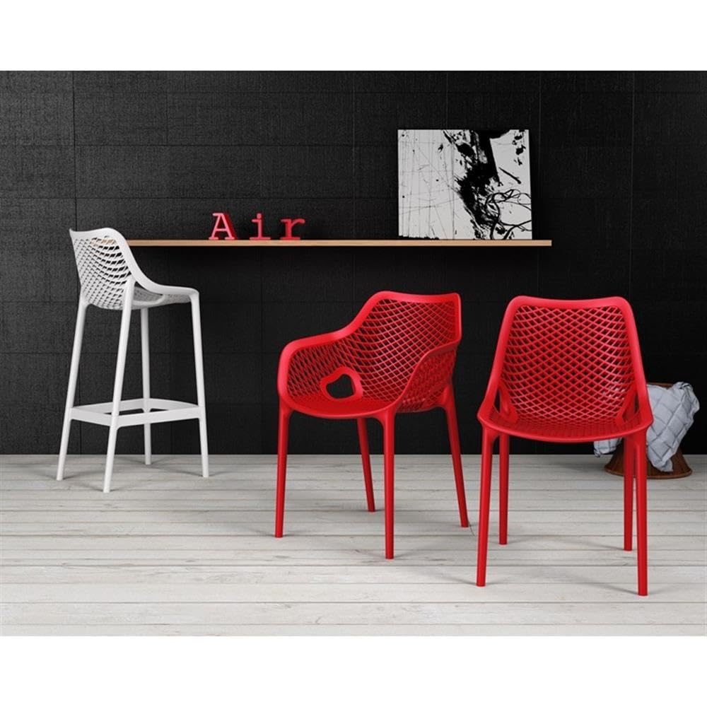 Compamia Air XL Outdoor Patio Dining Arm Chair - Weather-Resistant Red Plastic Chairs (Set of 2) for Backyard, Garden, Poolside & Restaurant Use