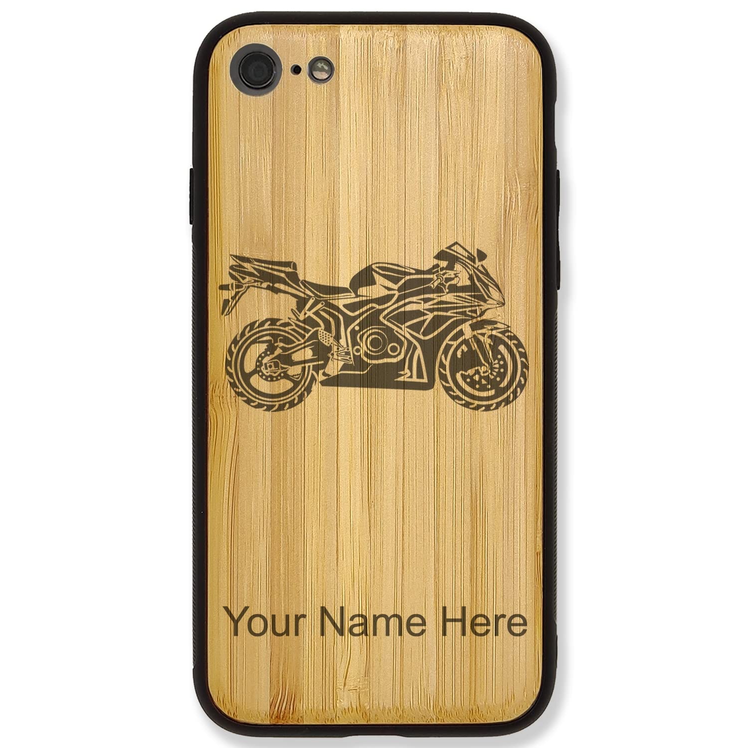 Premium Shockproof Bike Case for iPhone 7 Plus & iPhone 8 Plus - Custom Engraved Bamboo Design | Perfect for Cycling, Outdoor Sports & Active Lifestyles