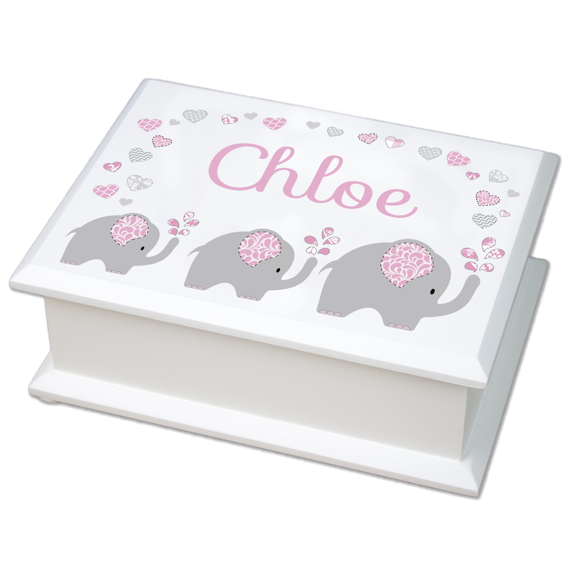 Personalized Elephant Lift Top Jewelry Box - Handmade Wooden Keepsake Organizer for Necklaces, Rings & Earrings - Perfect Gift for Women, Brides & Jewelry Lovers (Home Decor, Dresser Display, Wedding Present)